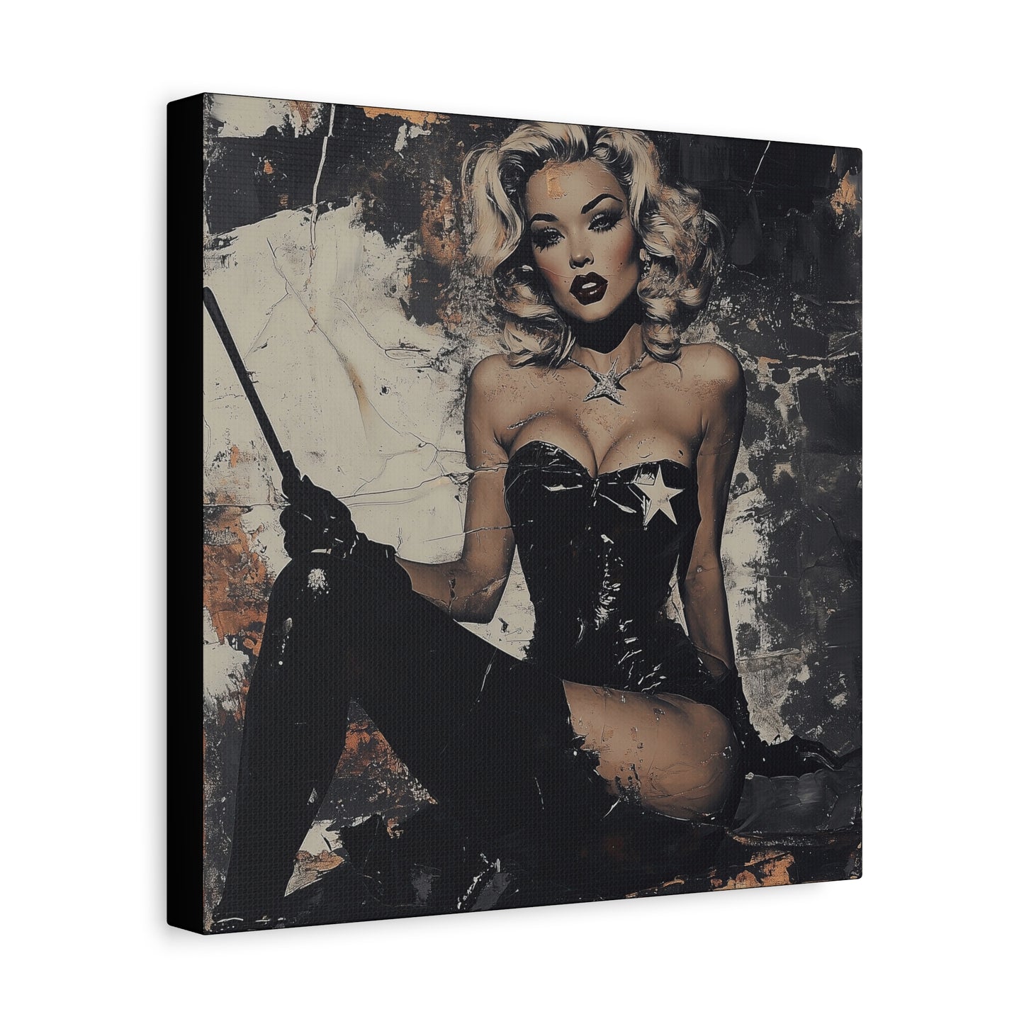 Gallery Wrapped Canvas, Guilt and Grit Adult Art Canvas, Erotic Pinup Art Canvas – Bianca
