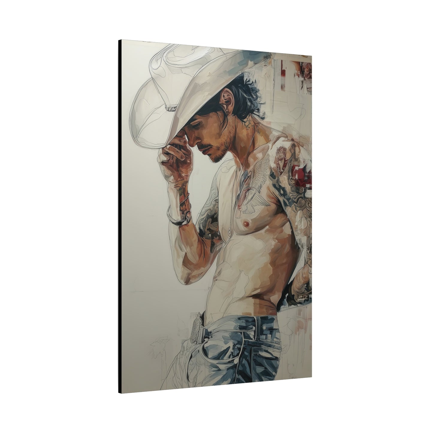 Gallery Wrapped Canvas, Wranglers and Wreckage Art Canvas, Erotic Pinup Art Canvas – Silas