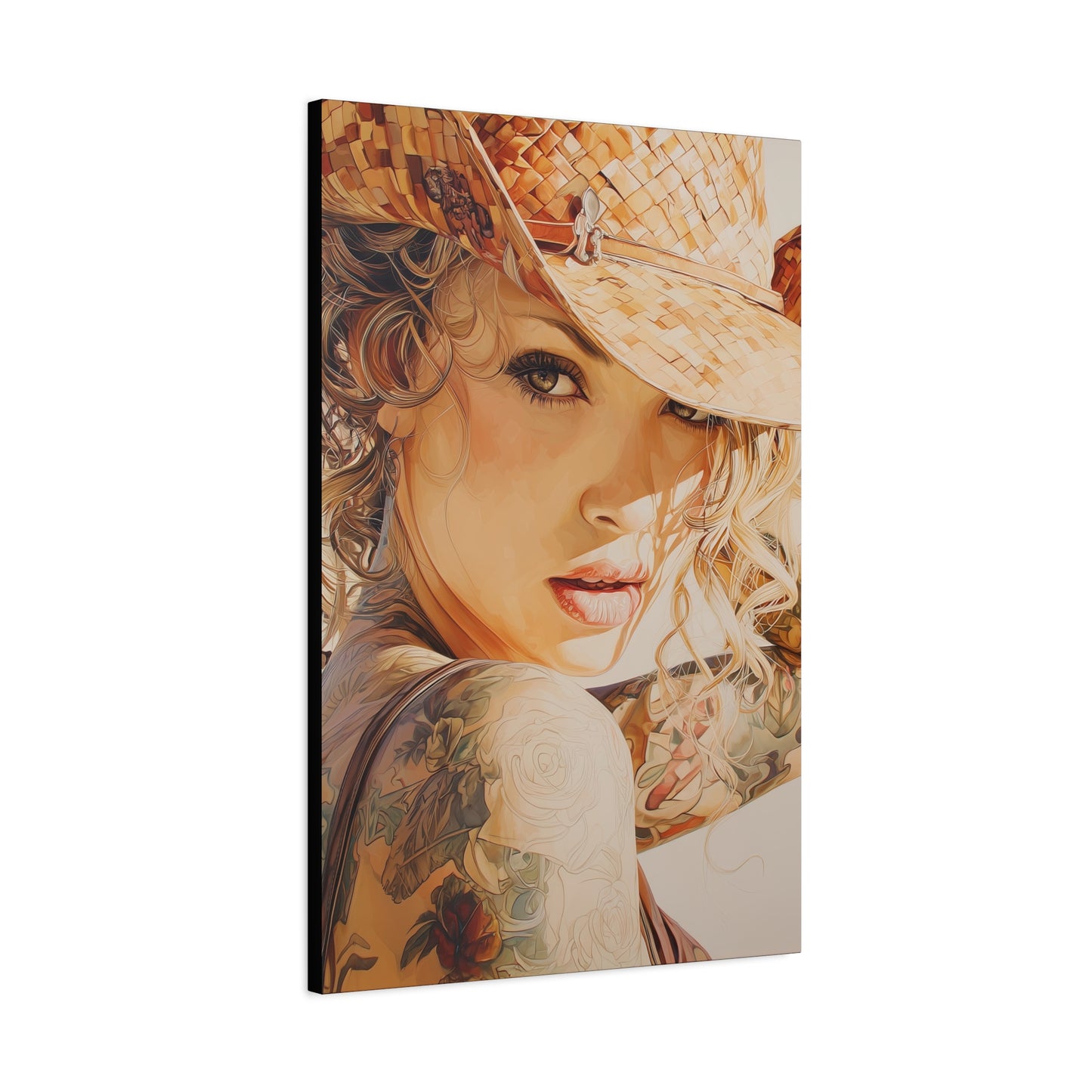 Gallery Wrapped Canvas, Wranglers and Wreckage Art Canvas, Erotic Pinup Art Canvas – Sadie