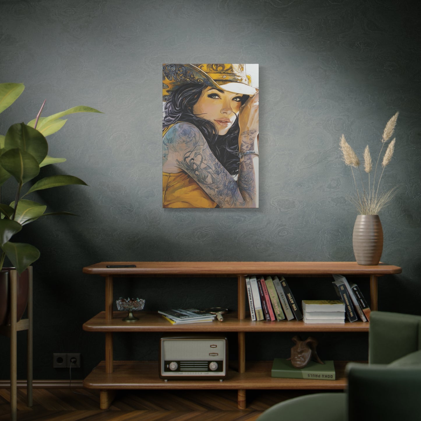 Gallery Wrapped Canvas, Wranglers and Wreckage Art Canvas, Erotic Pinup Art Canvas – Delilah