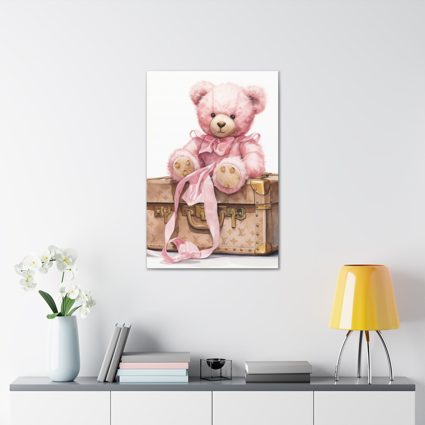 Canvas Gallery Wrap - LV Bear Wall Art - Gold Buttons