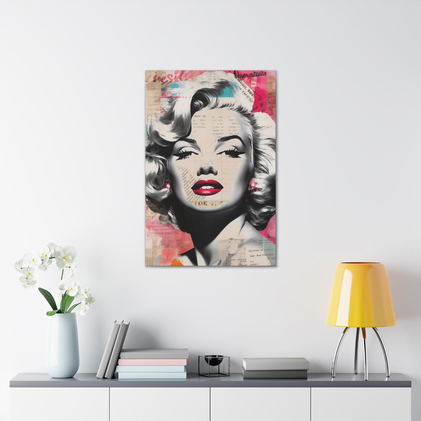 Canvas Wall Art, Gallery Wrapped Pop Art, Celebrity Wall Art – Marilyn Monroe - Newsprint