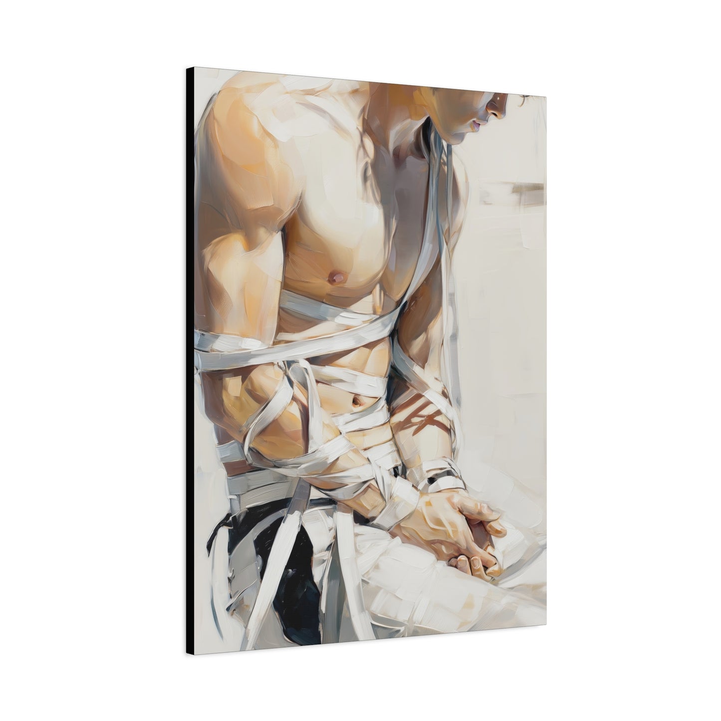 Gallery Wrapped Canvas, Ropes and Reverence Art Canvas, Erotic Shibari Art Canvas – Kenji