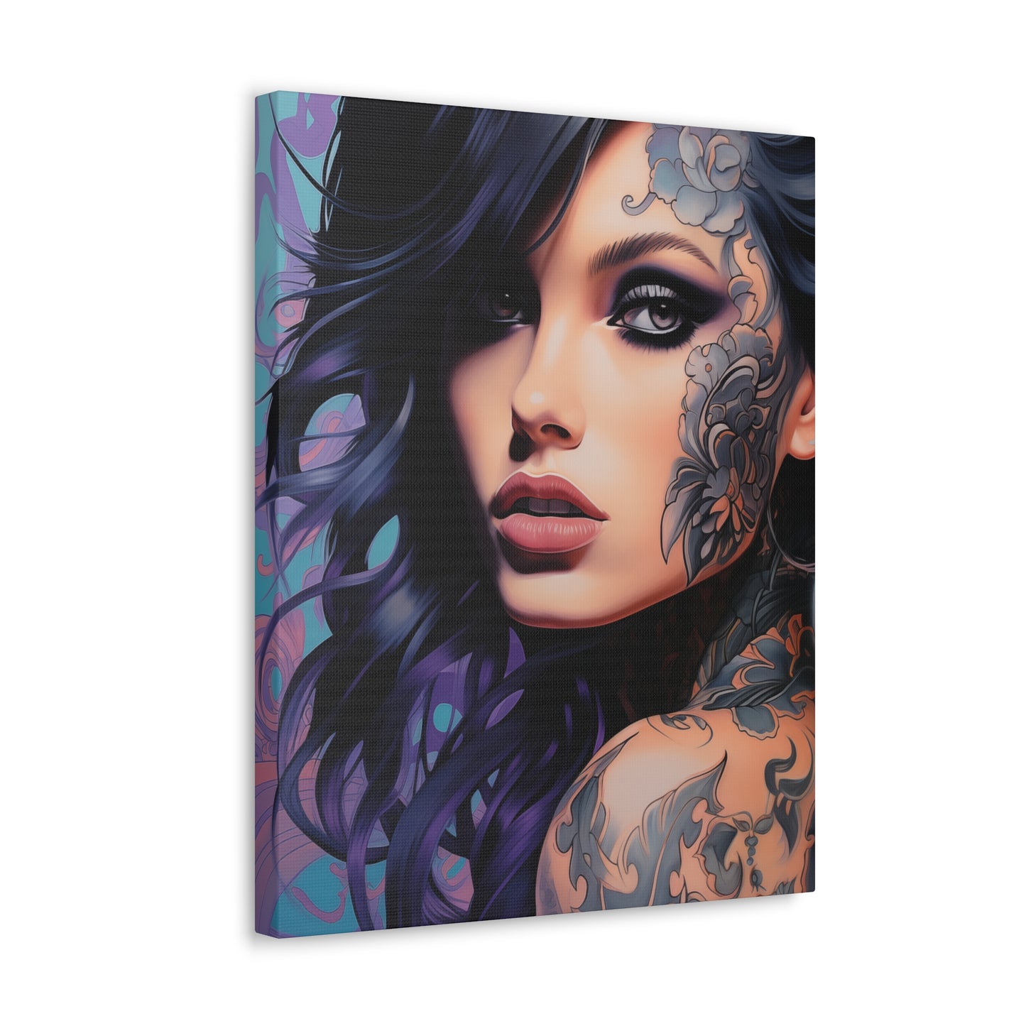 Gallery Wrapped Canvas, Edgy Tattooed Beauty, Urban Pop Art Canvas – Dominique