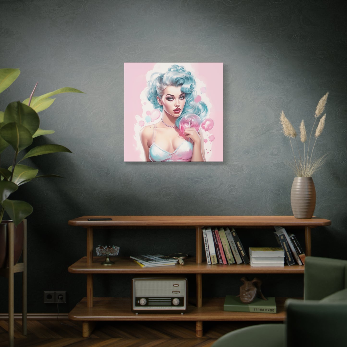 Canvas Gallery Wrapped High-Fashion Wall Art, Stylish Decor, Retro Femme Doll Pop Art – Tessa