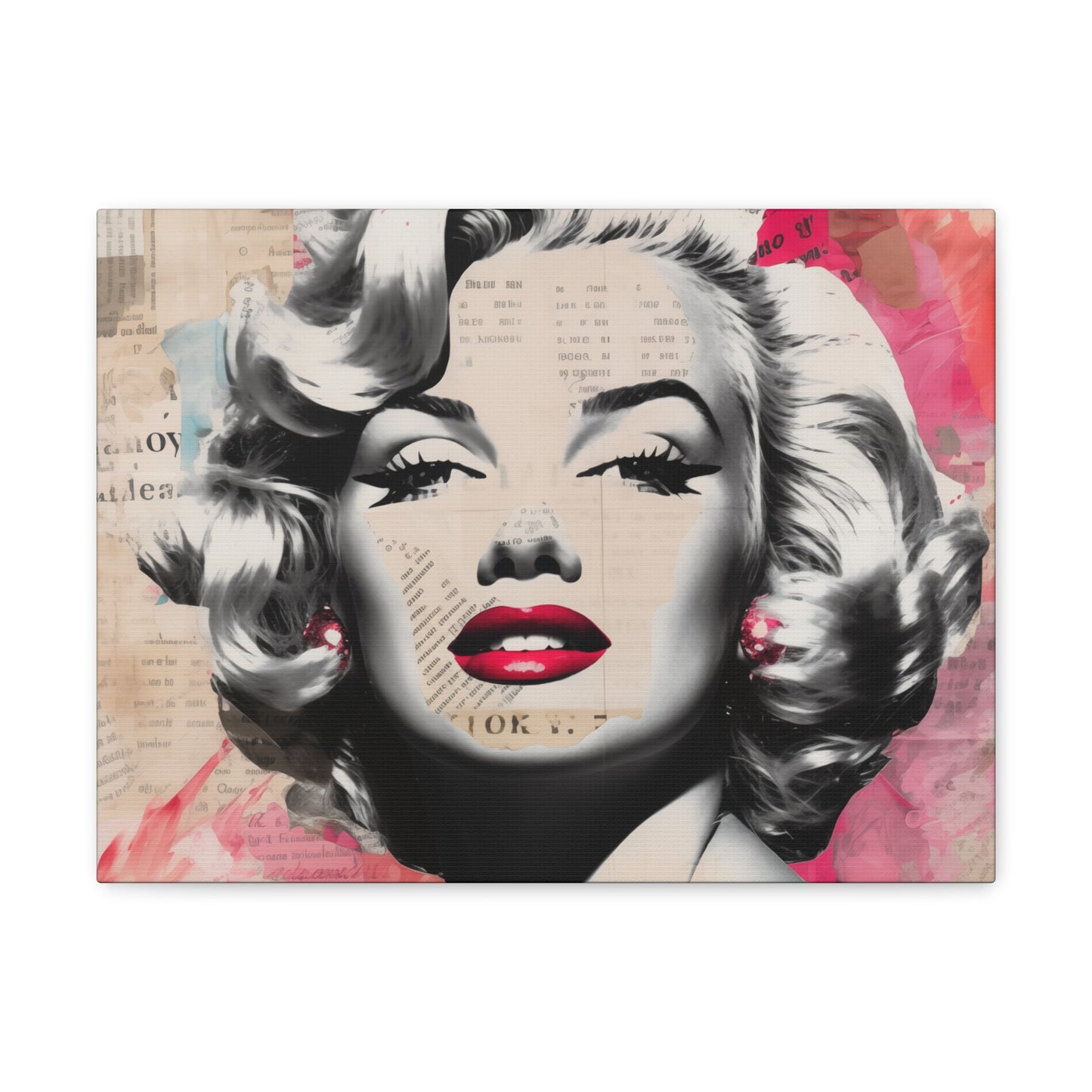 Canvas Wall Art, Gallery Wrapped Pop Art, Celebrity Wall Art – Marilyn Monroe - Newsprint