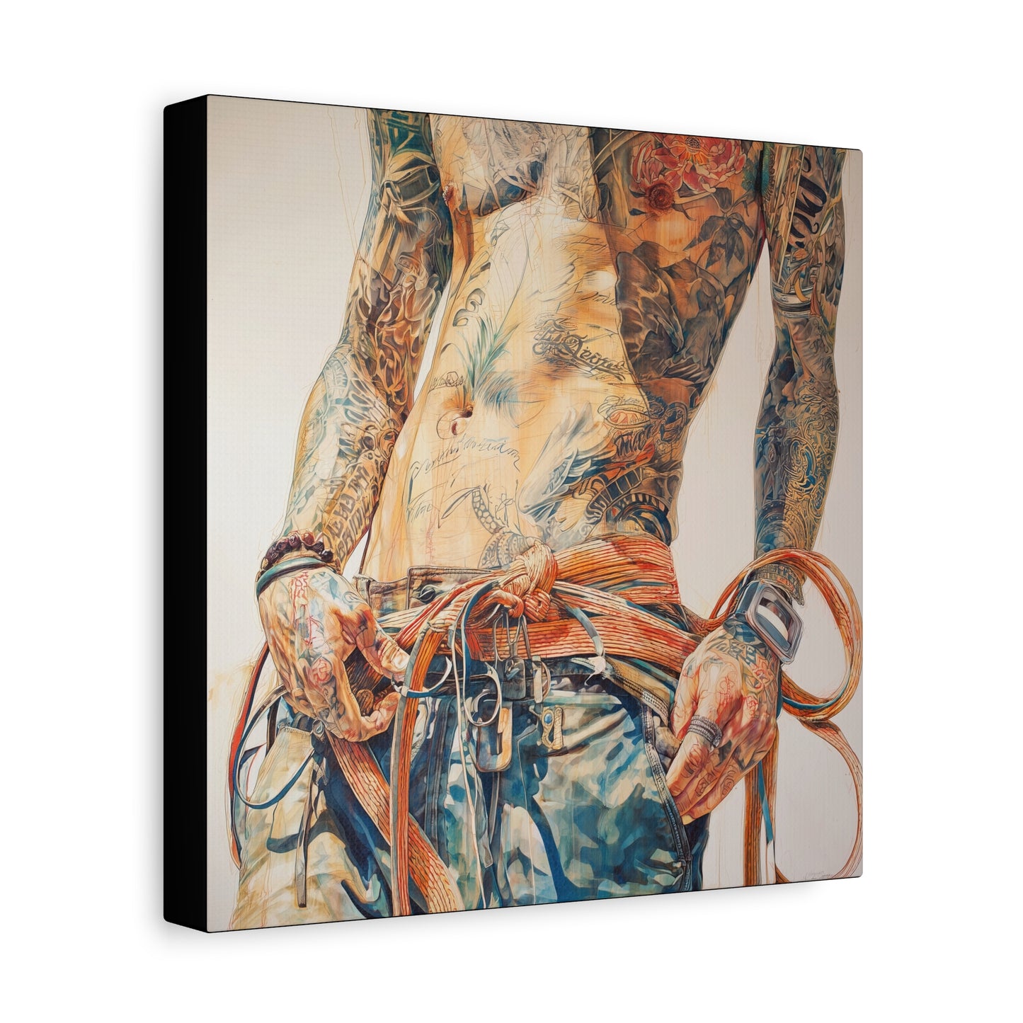 Gallery Wrapped Canvas, Ropes and Reverence Art Canvas, Erotic Shibari Art Canvas – Leif