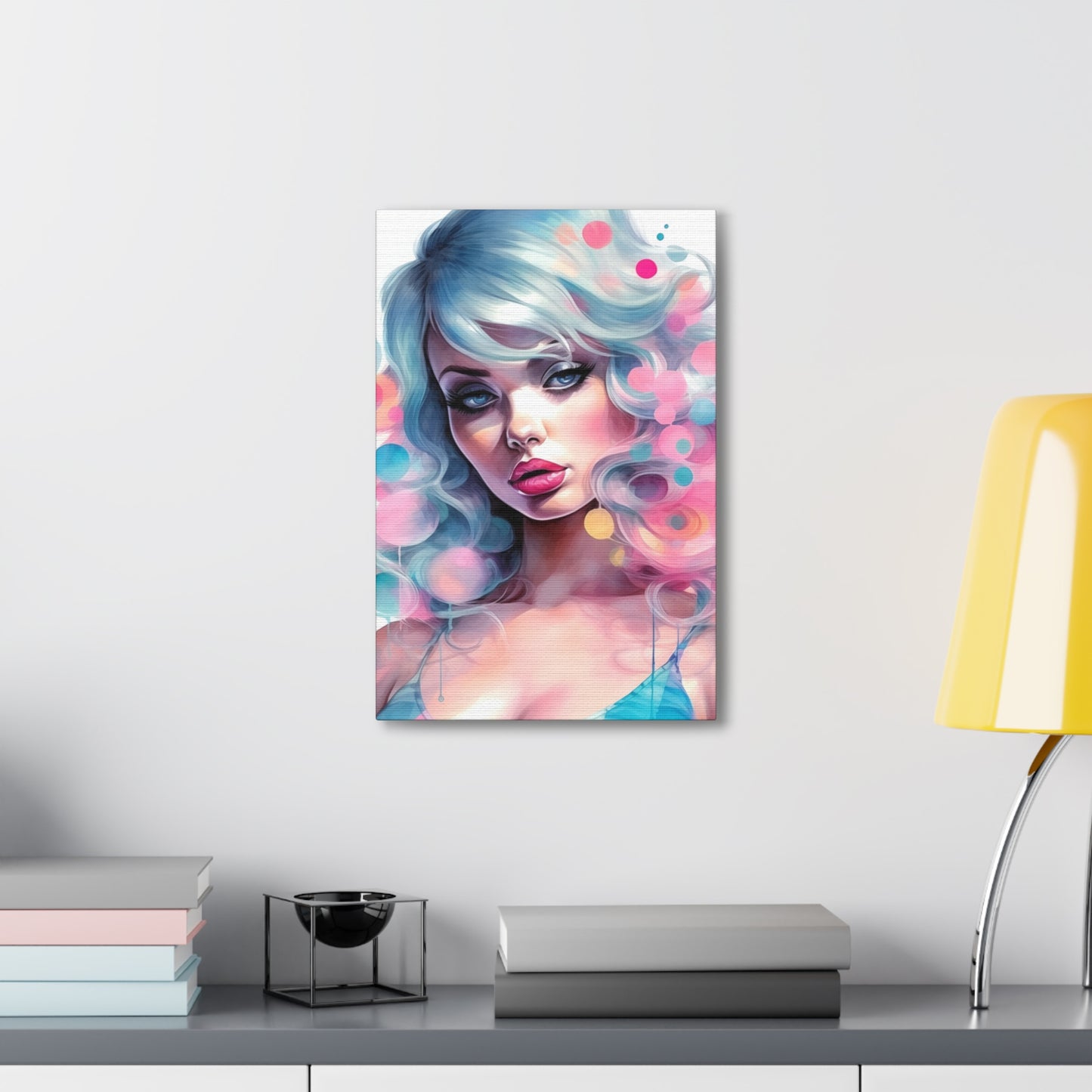Canvas Gallery Wrapped High-Fashion Wall Art, Stylish Decor, Retro Femme Doll Pop Art – Sylvie