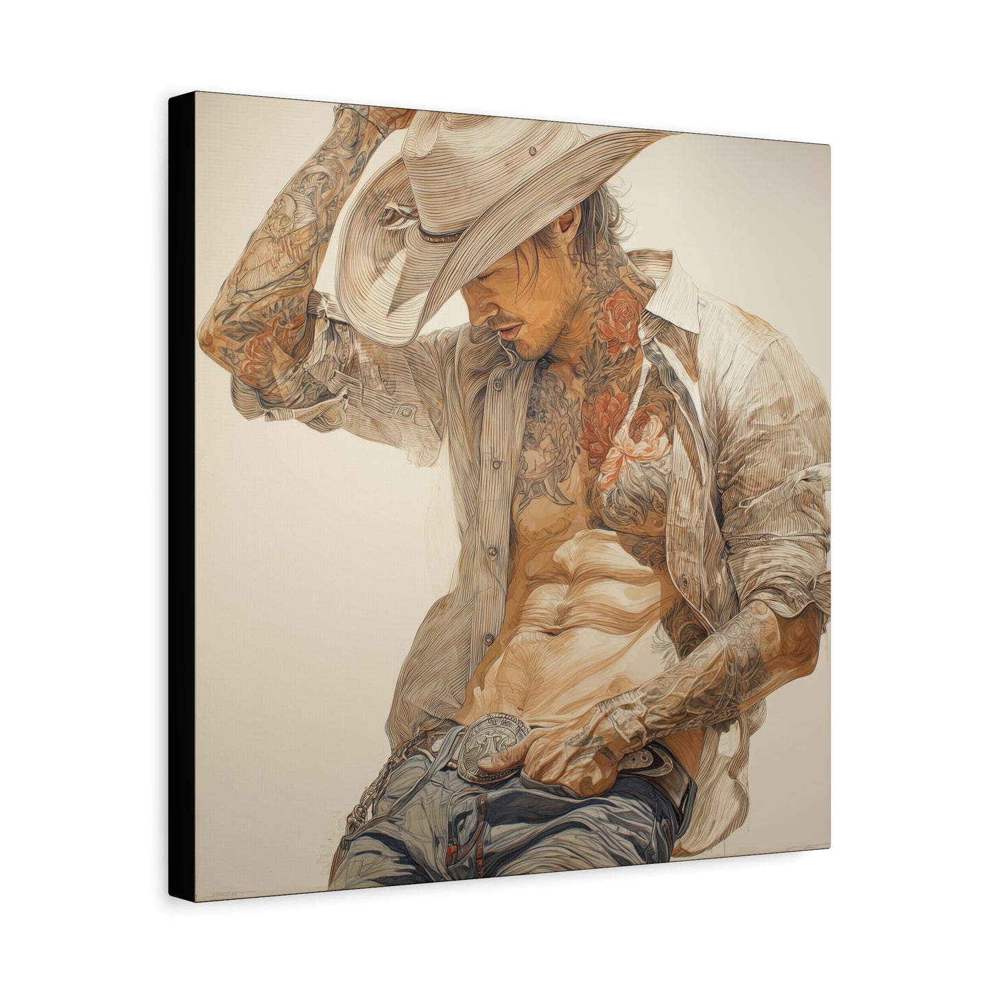 Gallery Wrapped Canvas, Wranglers and Wreckage Art Canvas, Erotic Pinup Art Canvas – Levi