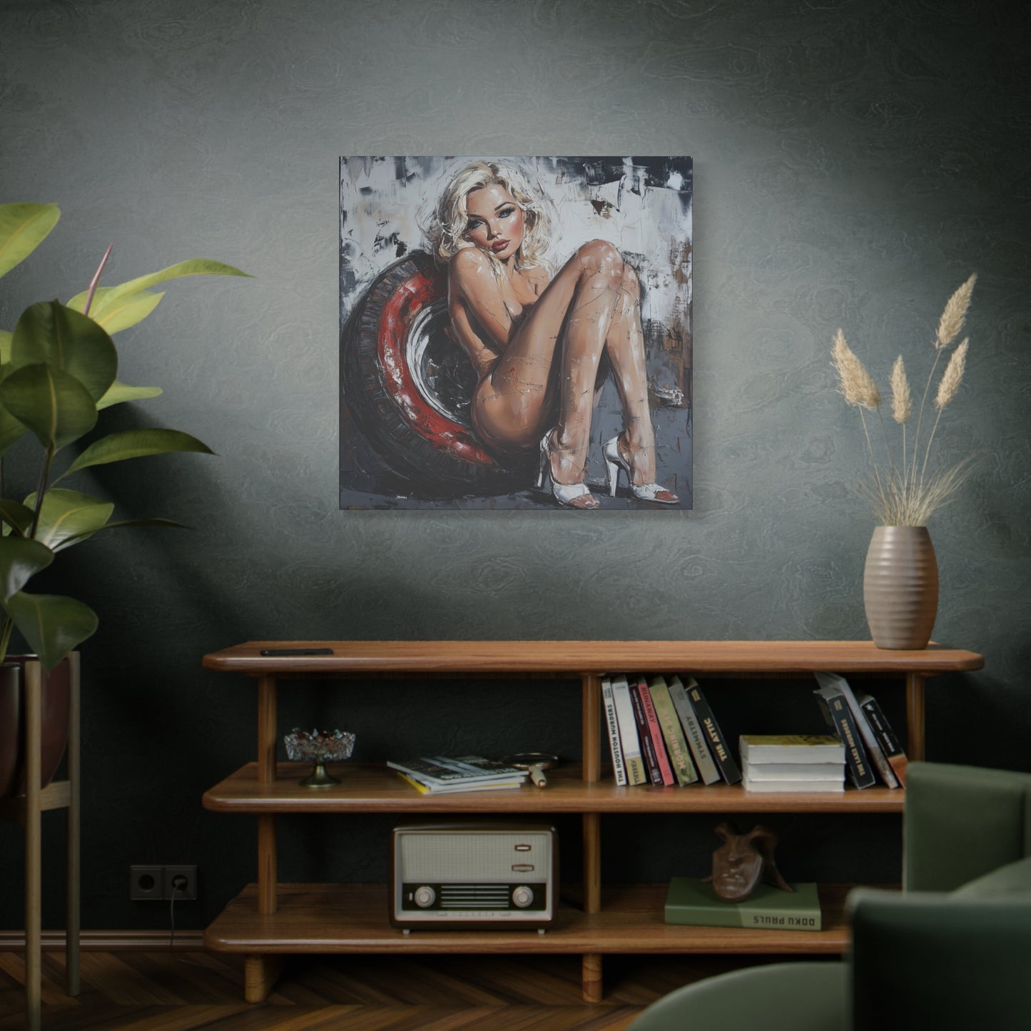 Gallery Wrapped Canvas, Guilt and Grit Adult Art Canvas, Erotic Pinup Art Canvas – Elara