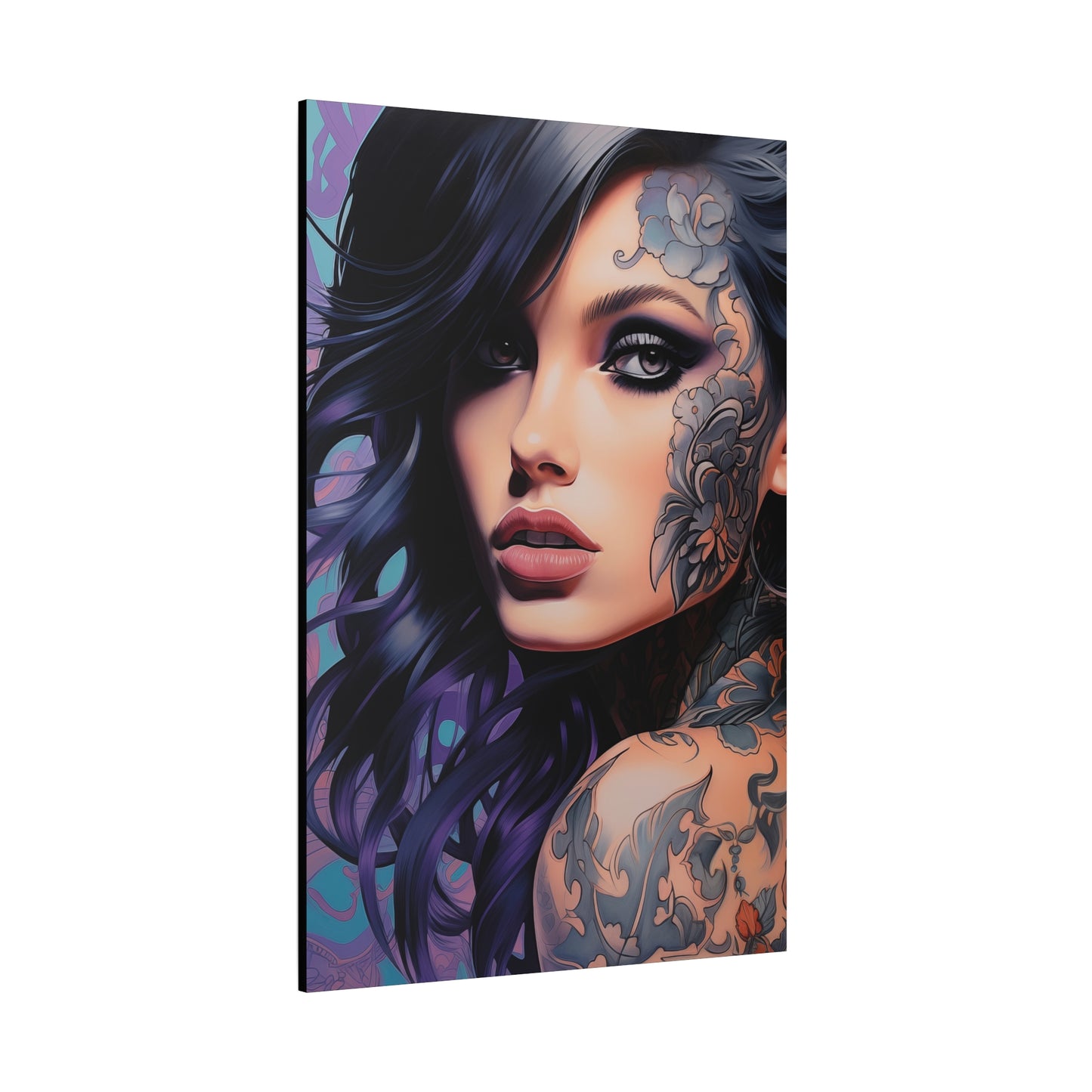 Gallery Wrapped Canvas, Edgy Tattooed Beauty, Urban Pop Art Canvas – Dominique