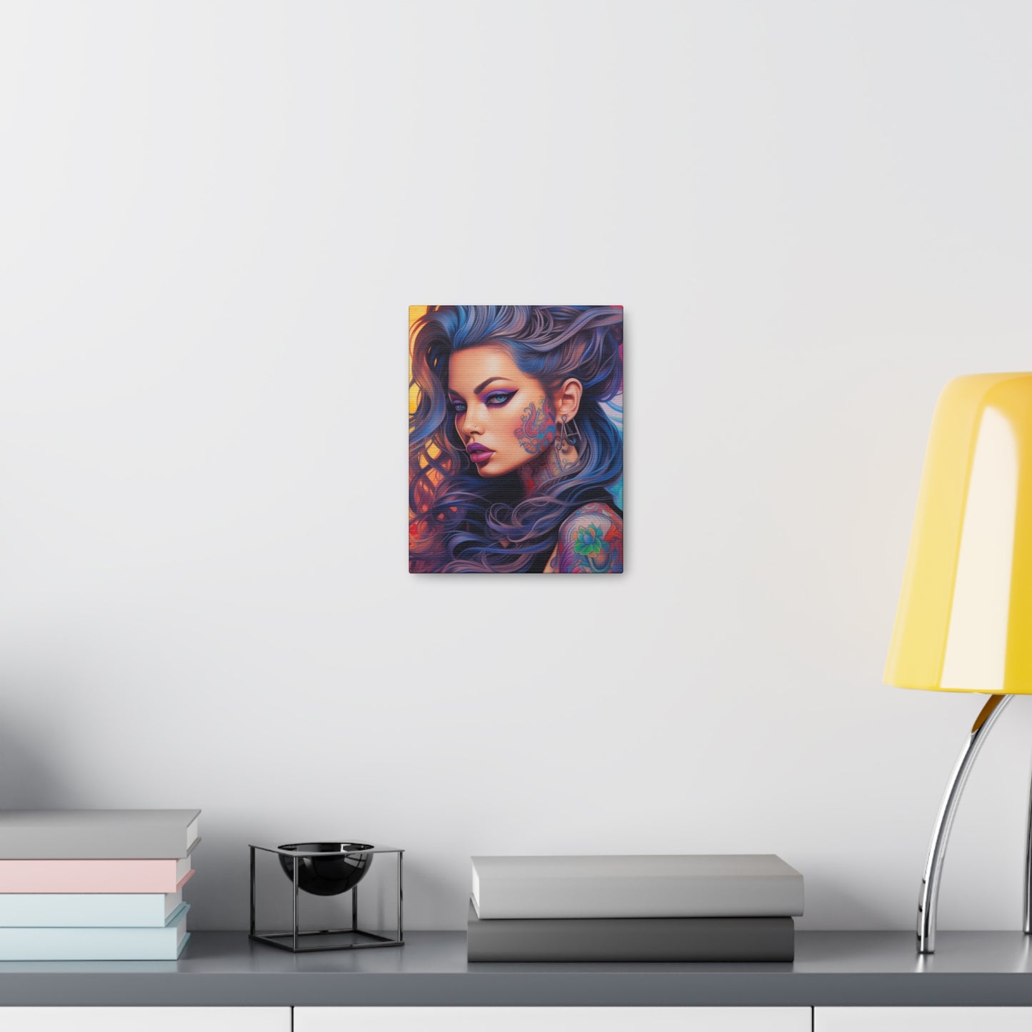 Gallery Wrapped Canvas, Edgy Tattooed Beauty, Urban Pop Art Canvas – Faye