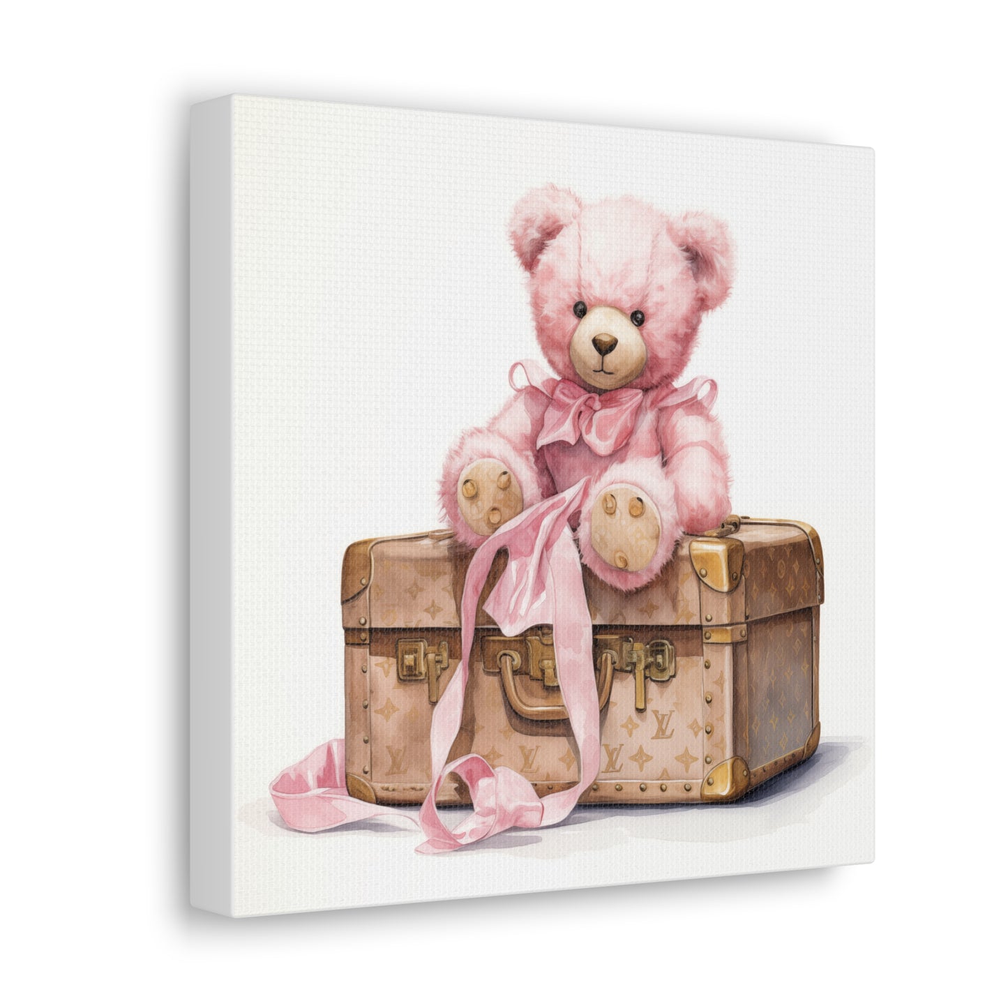 Canvas Gallery Wrap - LV Bear Wall Art - Gold Buttons