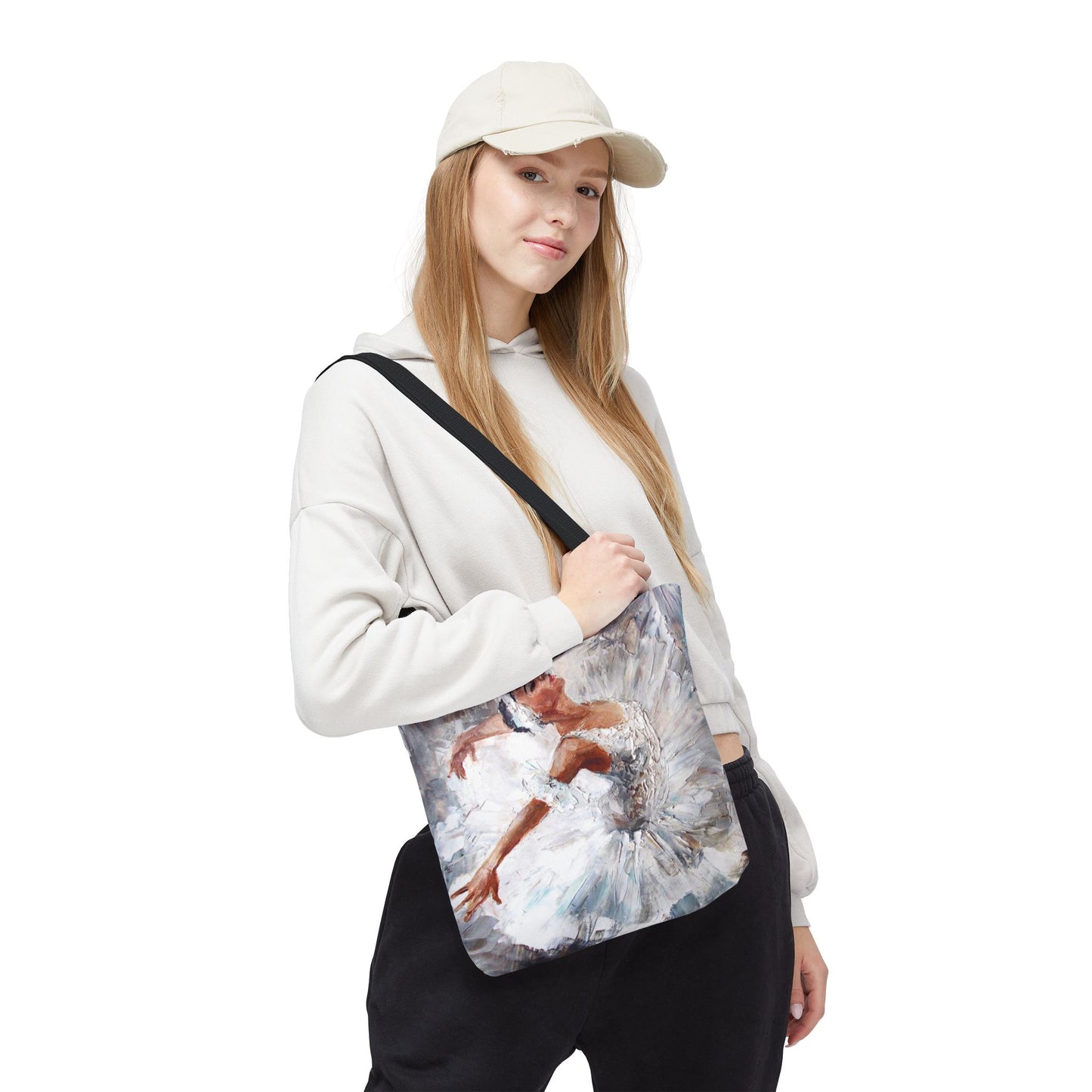Ballerina Square Tote Bag, Basic Tote - White Swan Ballet Bag