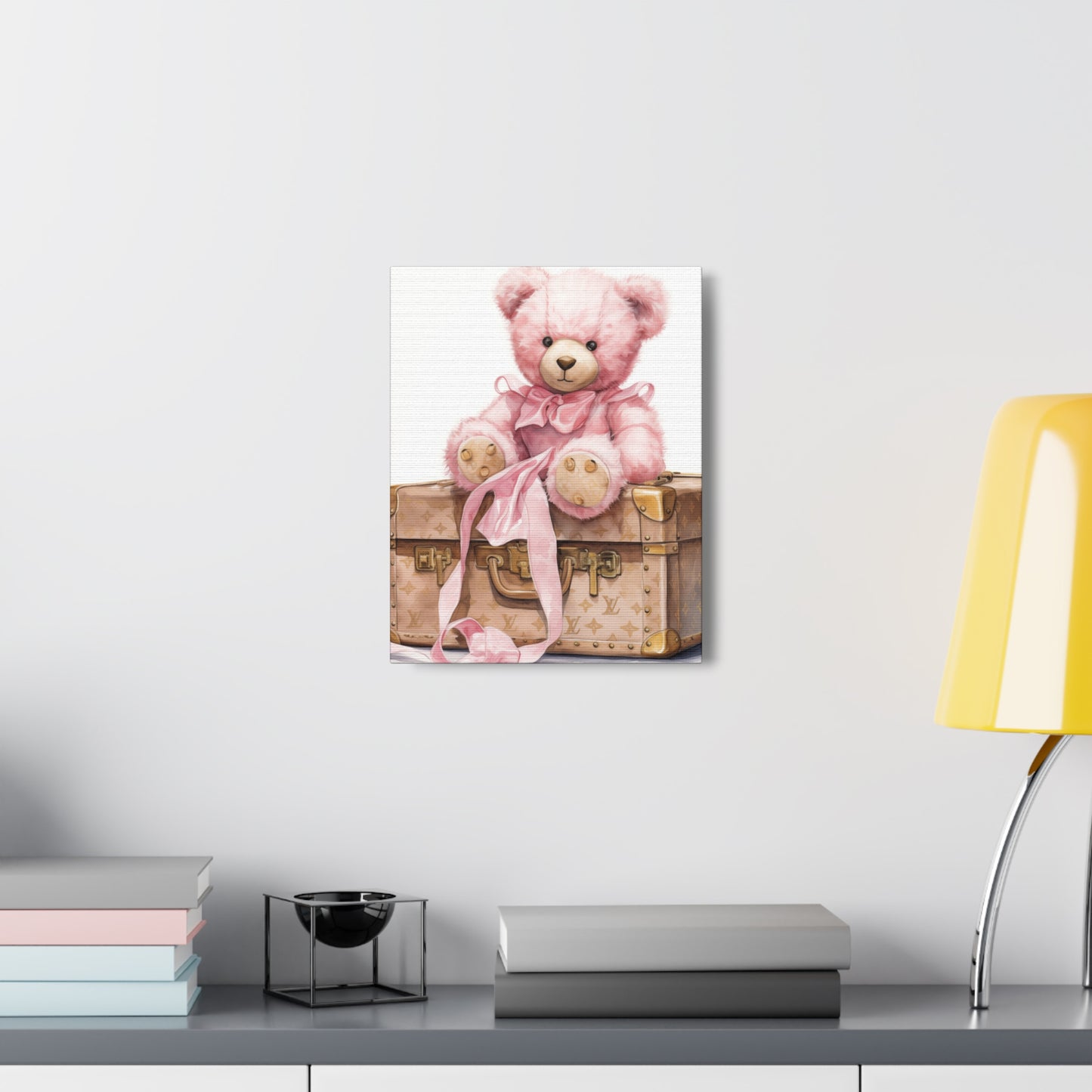 Canvas Gallery Wrap - LV Bear Wall Art - Gold Buttons