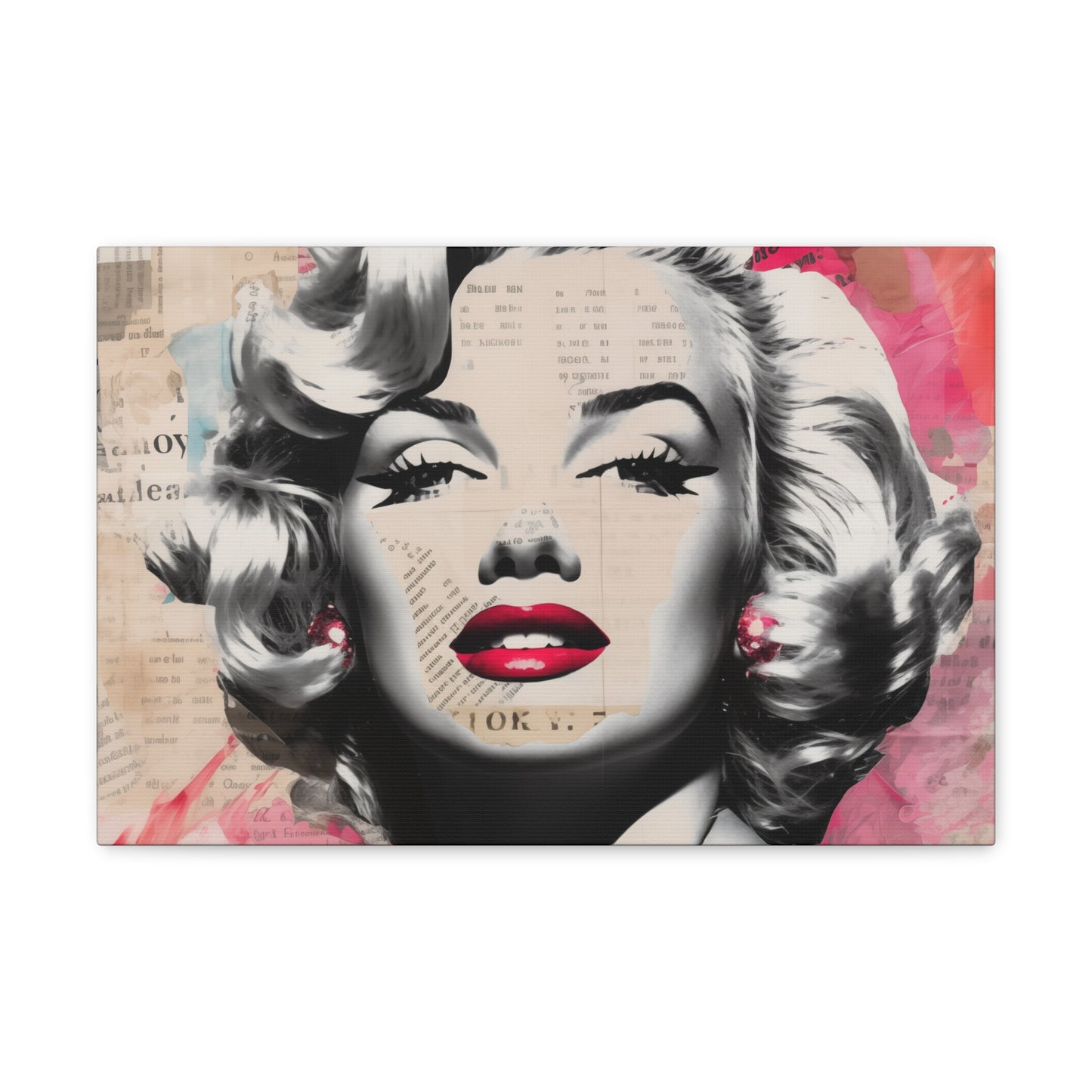 Canvas Wall Art, Gallery Wrapped Pop Art, Celebrity Wall Art – Marilyn Monroe - Newsprint