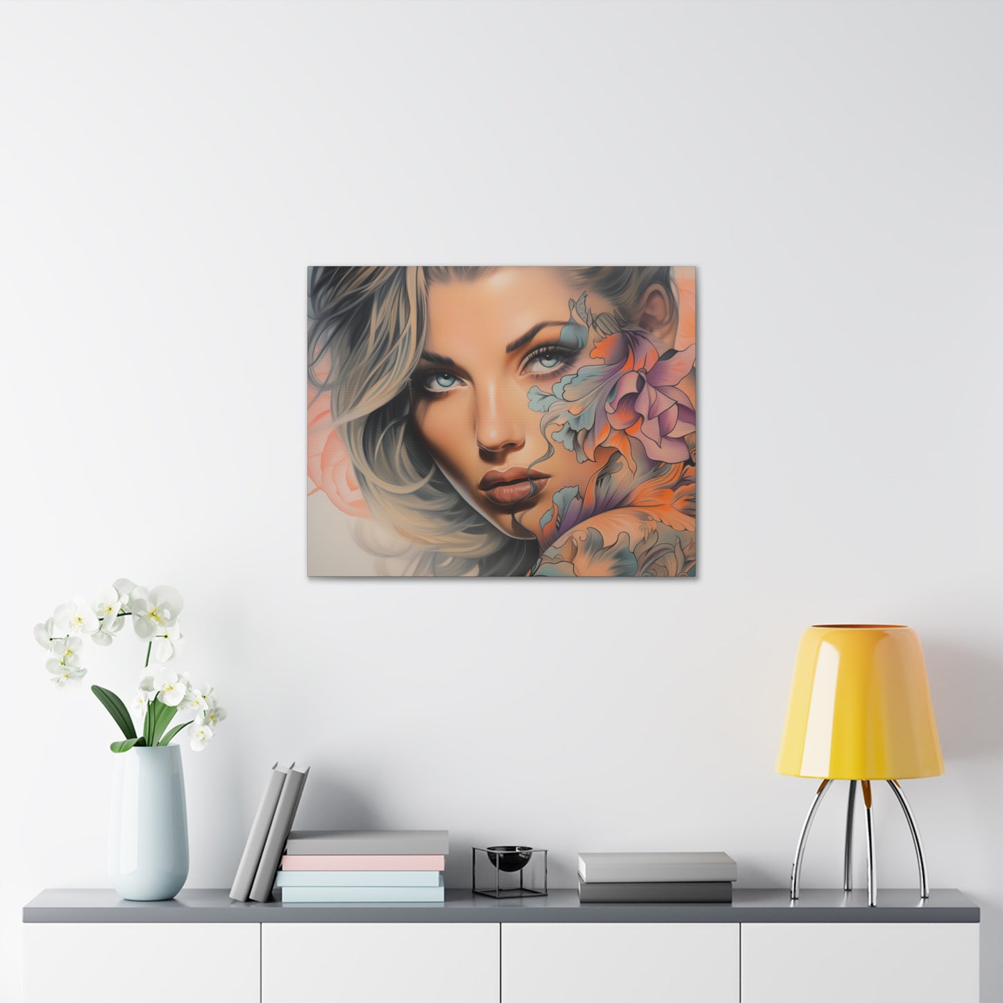 Gallery Wrapped Canvas, Edgy Tattooed Beauty, Urban Pop Art Canvas – Bella