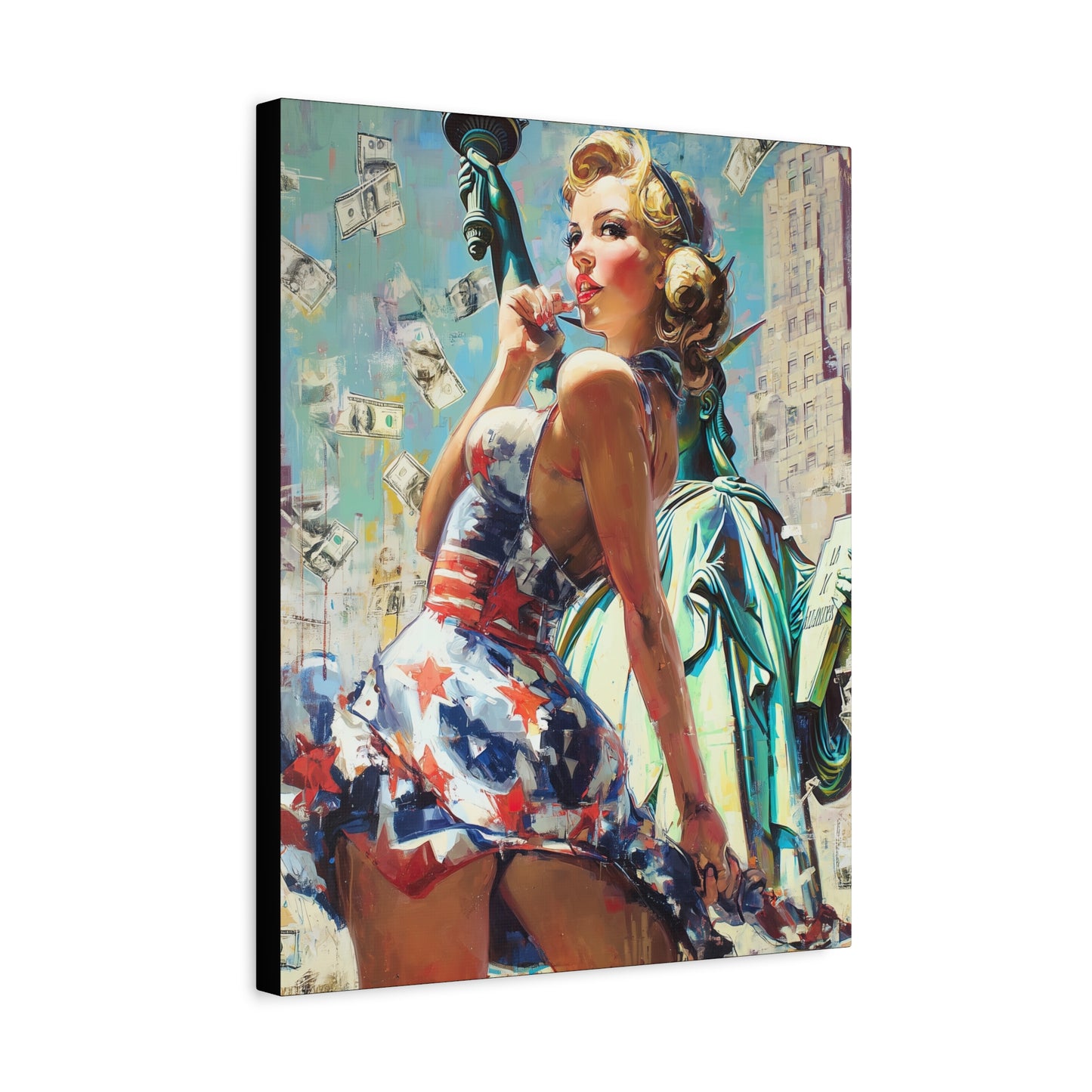 Gallery Wrapped Canvas, American Nonsense Art Canvas, Political Pinup Art Canvas – Bonnie