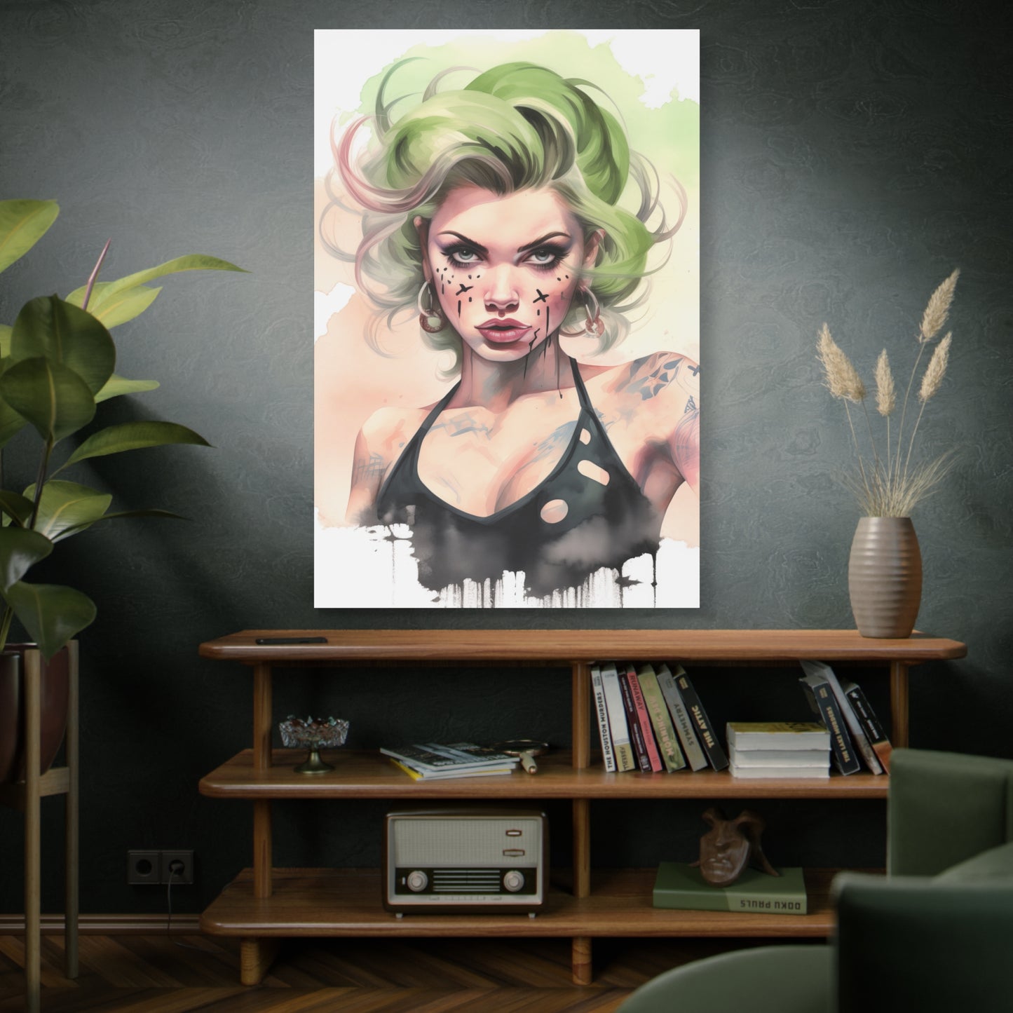 Gallery Wrapped Canvas, Edgy Tattooed Beauty, Urban Pop Art Canvas – Ivy