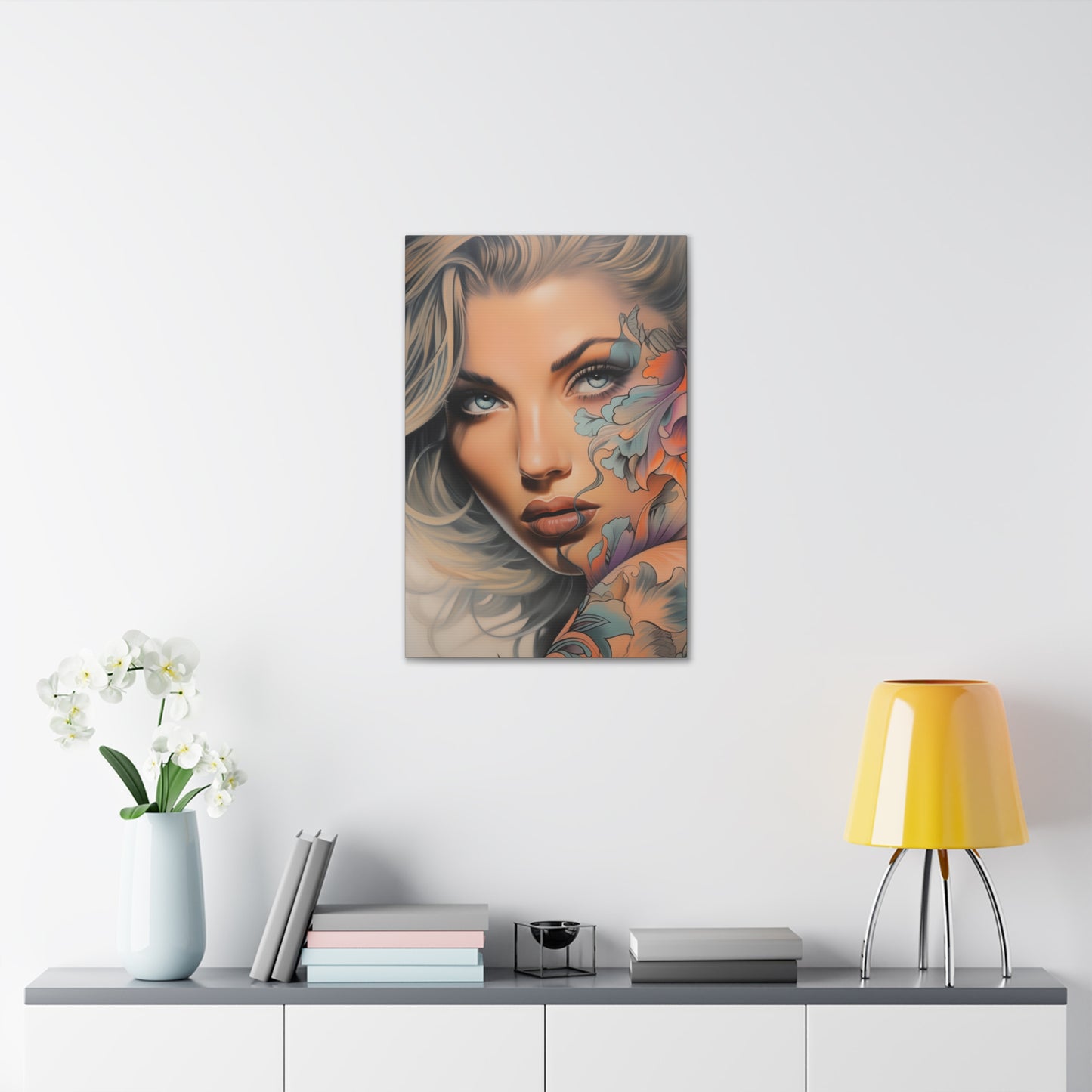 Gallery Wrapped Canvas, Edgy Tattooed Beauty, Urban Pop Art Canvas – Bella