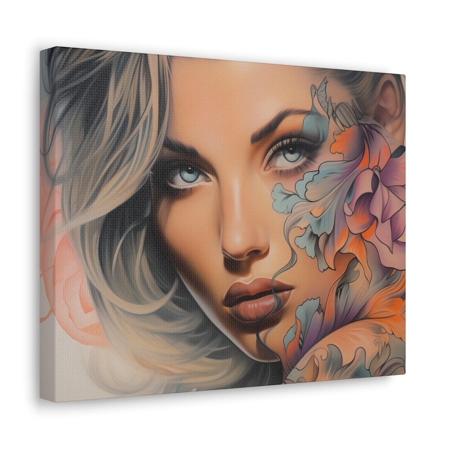 Gallery Wrapped Canvas, Edgy Tattooed Beauty, Urban Pop Art Canvas – Bella