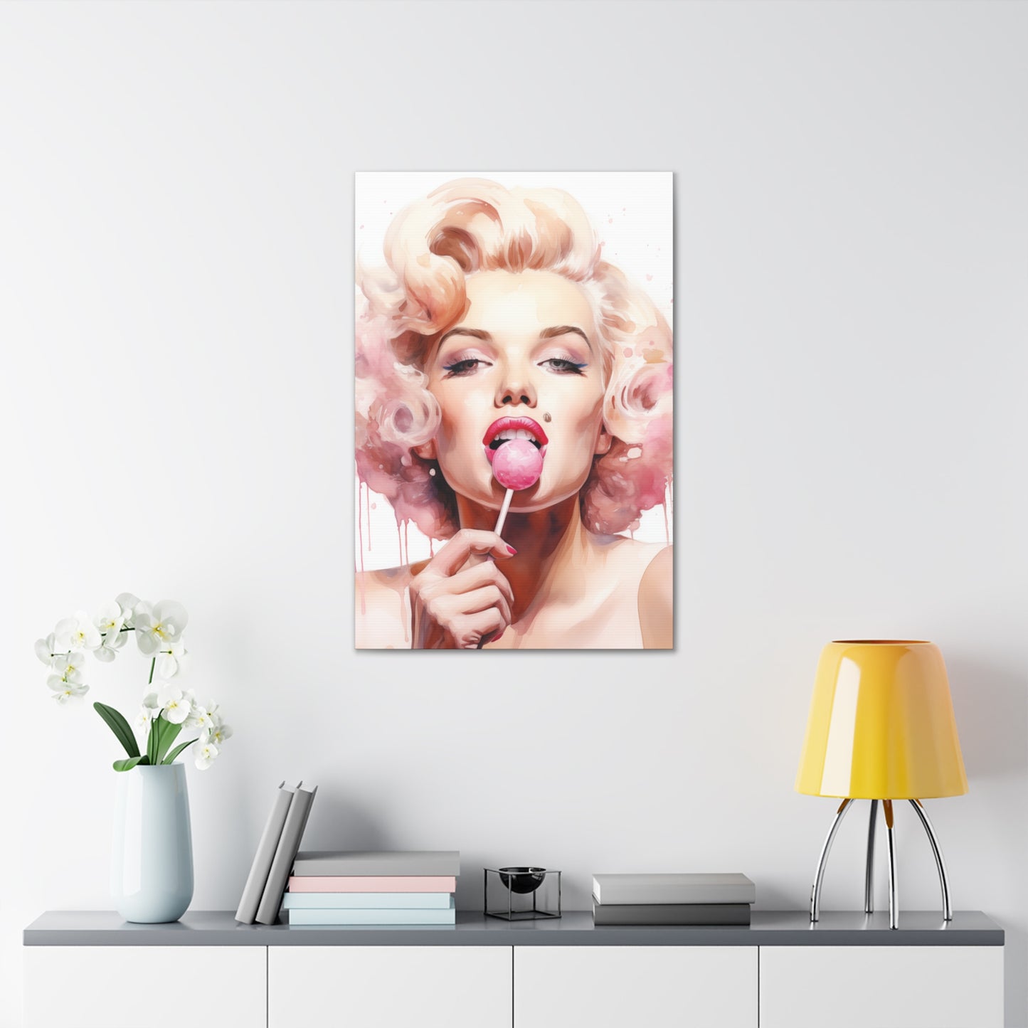 Canvas Wall Art, Gallery Wrapped Pop Art, Celebrity Wall Art – Marilyn Monroe - Lollipop