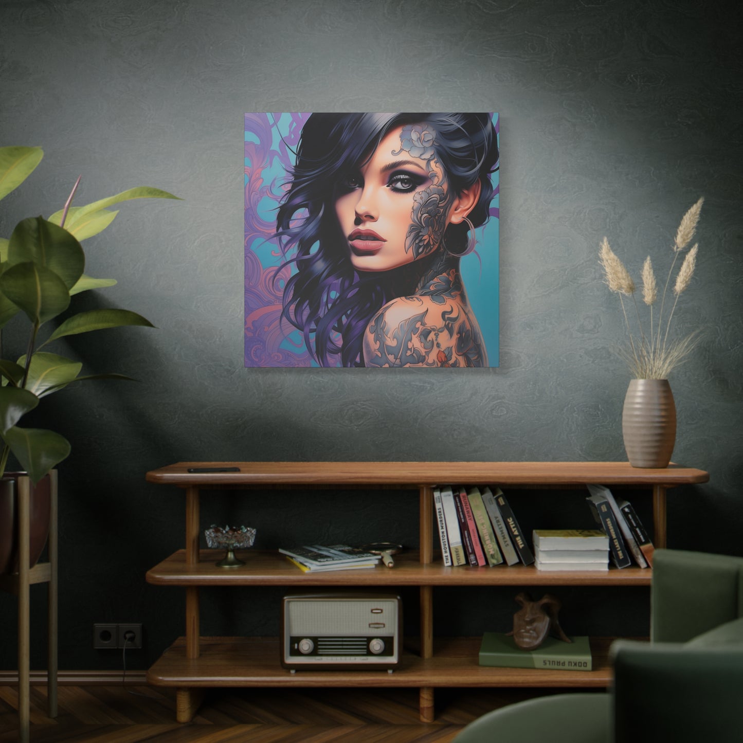 Gallery Wrapped Canvas, Edgy Tattooed Beauty, Urban Pop Art Canvas – Dominique