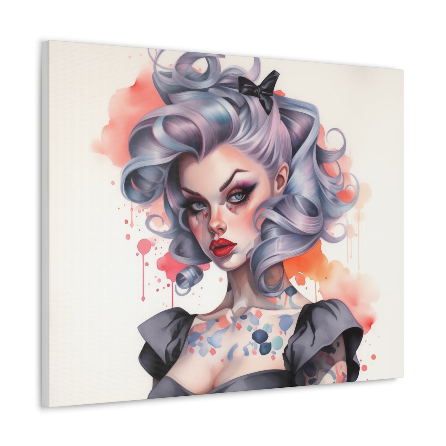 Gallery Wrapped Canvas, Edgy Tattooed Beauty, Urban Pop Art Canvas – Noelle