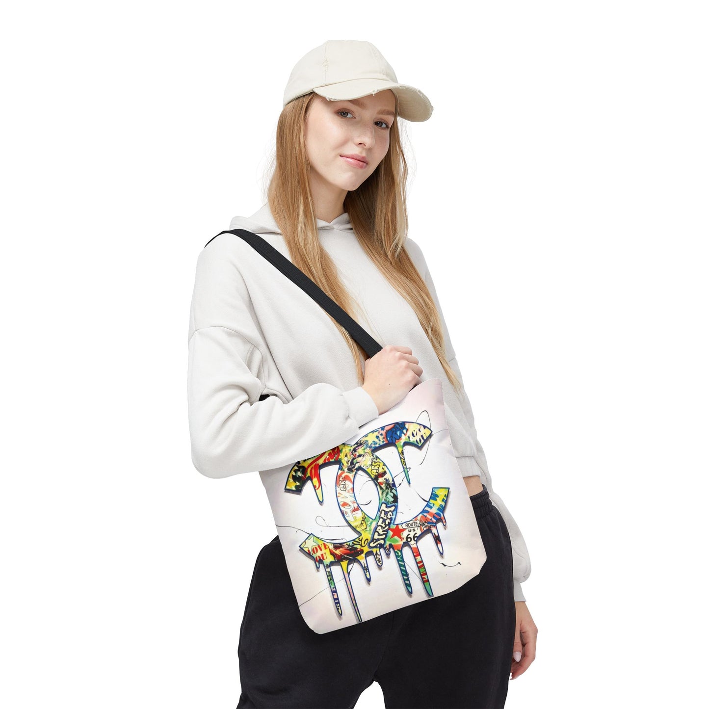 Designer Inspired Tote Bag, Utility Tote - Logo Graffiti Art Tote