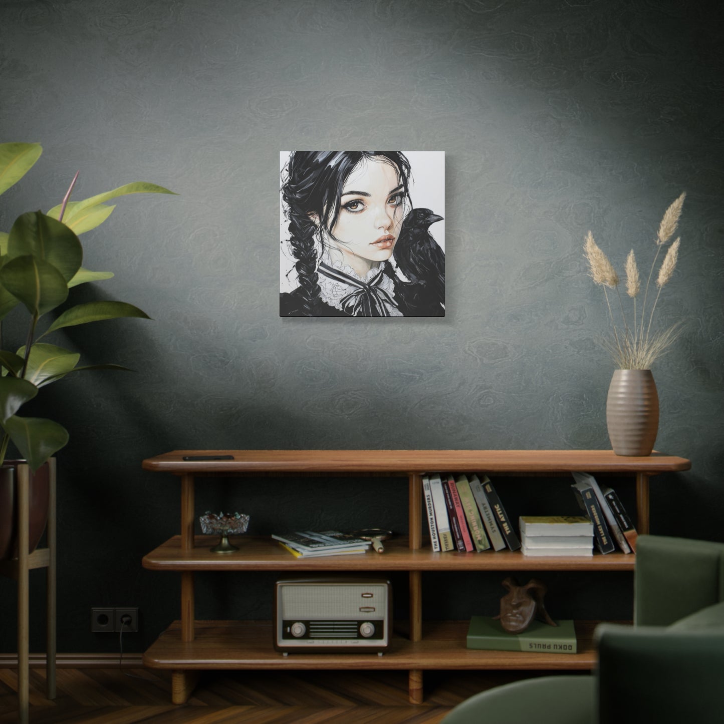 Gallery Wrapped Canvas, Myth and Bones Gothic Art Canvas, Dark Muse Canvas - Elowen
