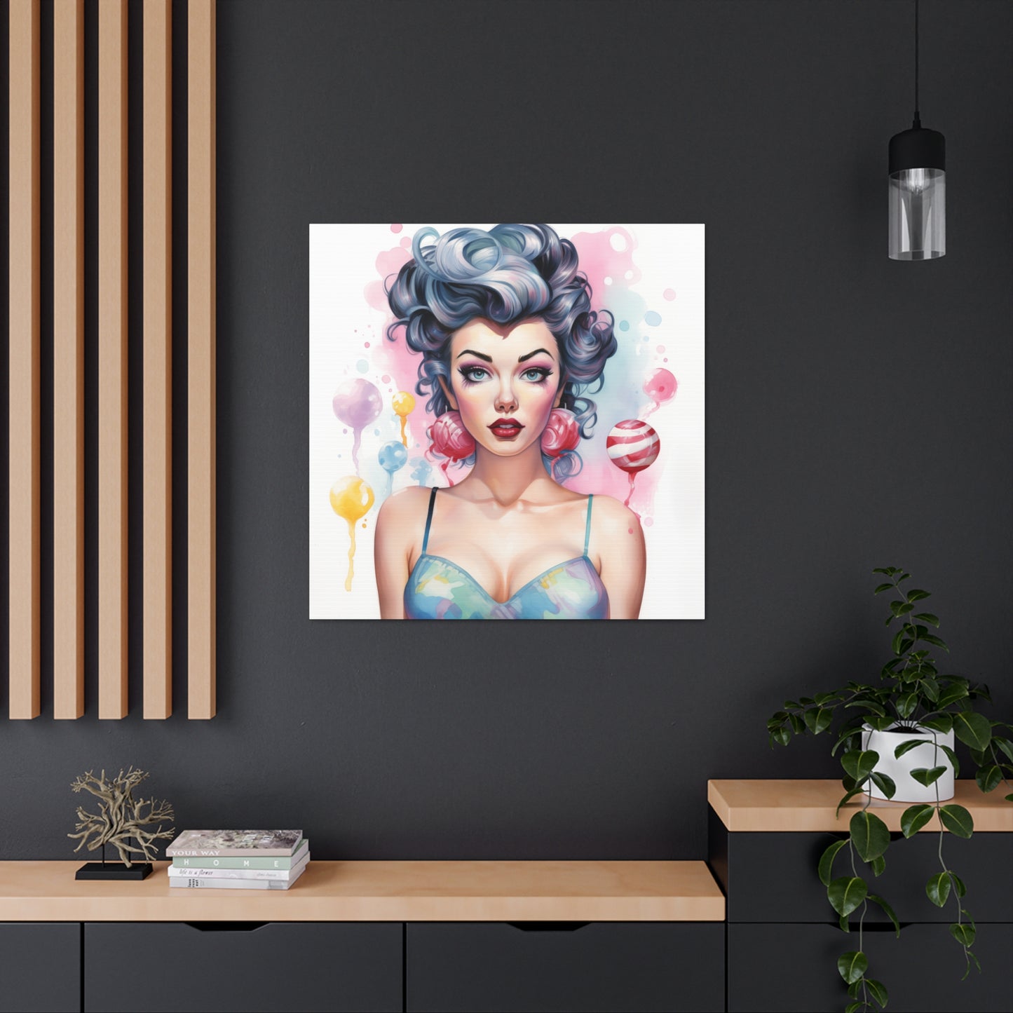 Canvas Gallery Wrapped High-Fashion Wall Art, Stylish Decor, Retro Femme Doll Pop Art – Poppy