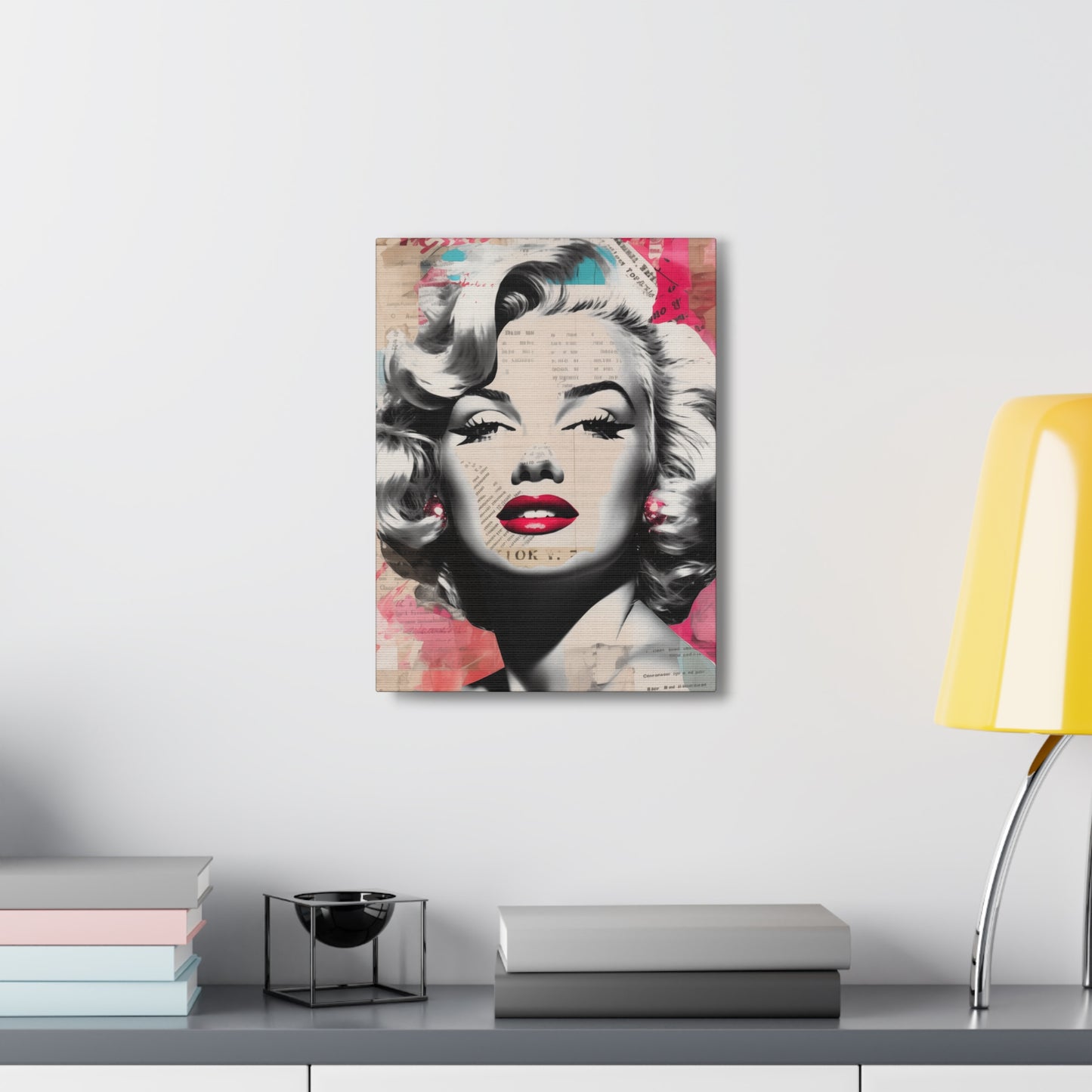 Canvas Wall Art, Gallery Wrapped Pop Art, Celebrity Wall Art – Marilyn Monroe - Newsprint