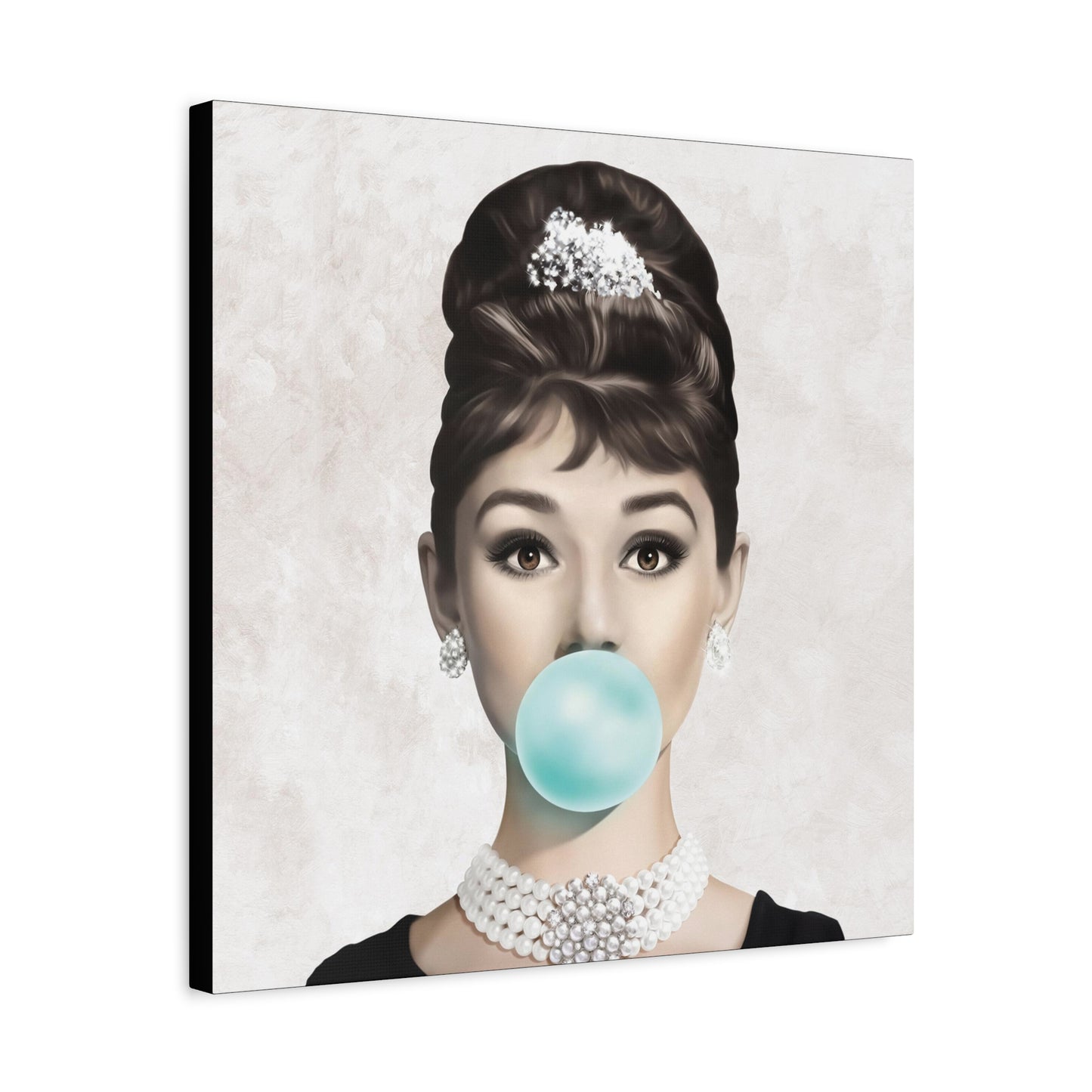 Gallery Wrapped Canvas, Audrey Hepburn Art Canvas, Celebrity Diva Art Canvas – Audrey Hepburn Bubblegum