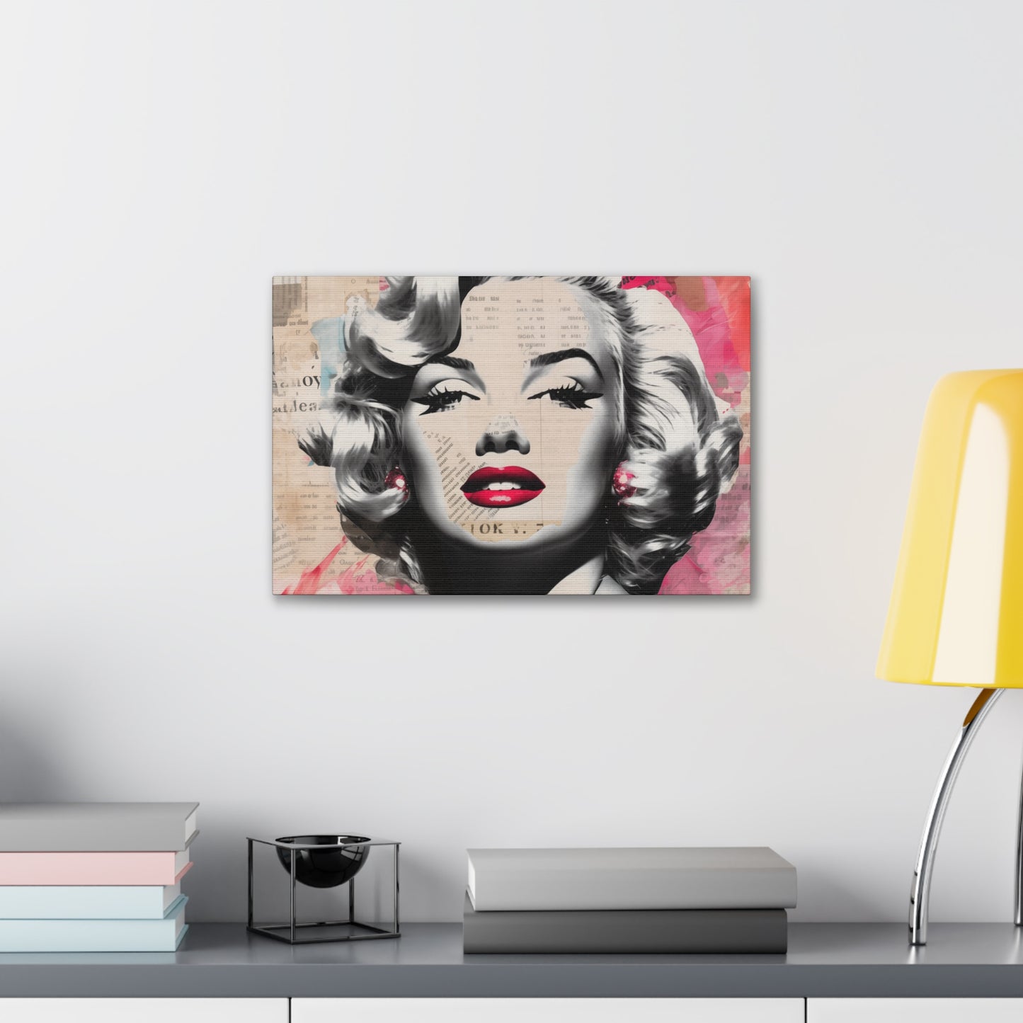 Canvas Wall Art, Gallery Wrapped Pop Art, Celebrity Wall Art – Marilyn Monroe - Newsprint
