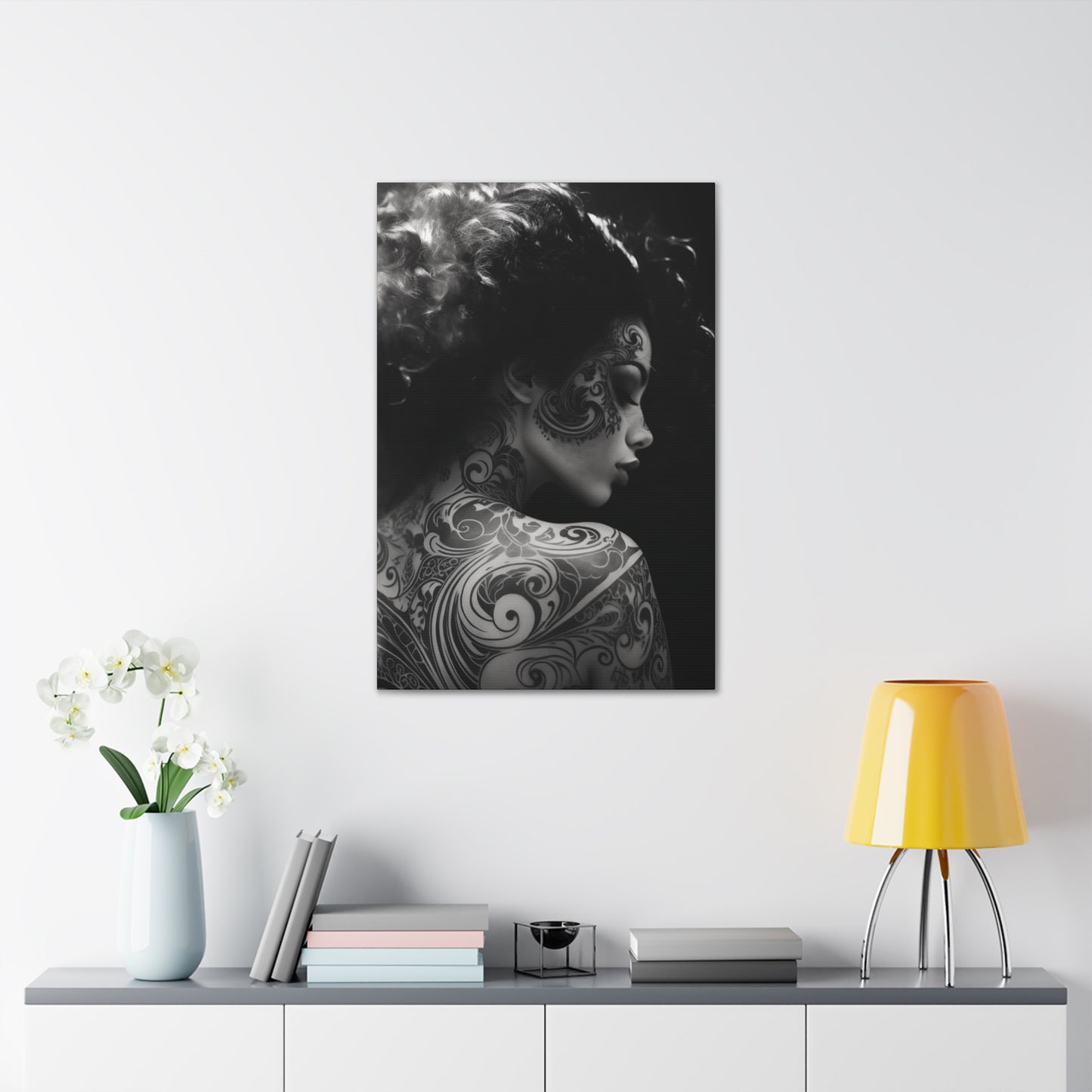 Canvas Gallery Wrap - Black and White Photography - Tattooed and Smoking Again