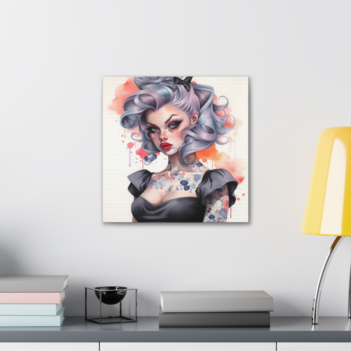 Gallery Wrapped Canvas, Edgy Tattooed Beauty, Urban Pop Art Canvas – Noelle