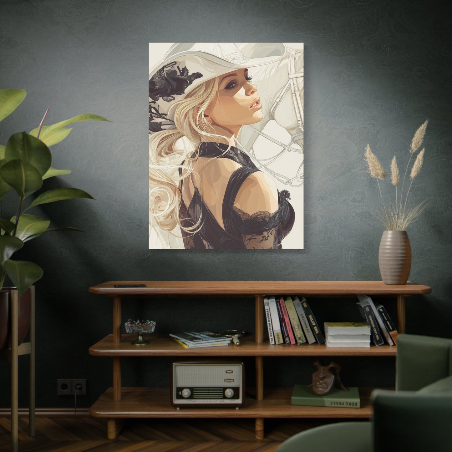 Gallery Wrapped Canvas, Wranglers and Wreckage Art Canvas, Erotic Pinup Art Canvas – Maisie