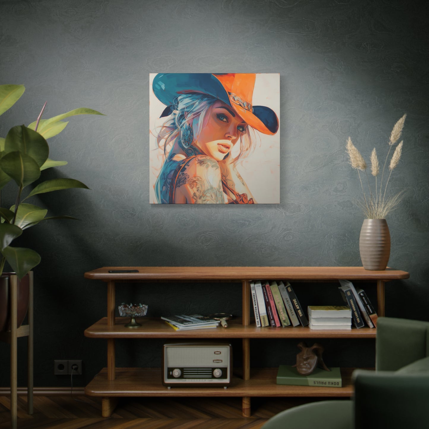 Gallery Wrapped Canvas, Wranglers and Wreckage Art Canvas, Erotic Pinup Art Canvas – Cheyenne