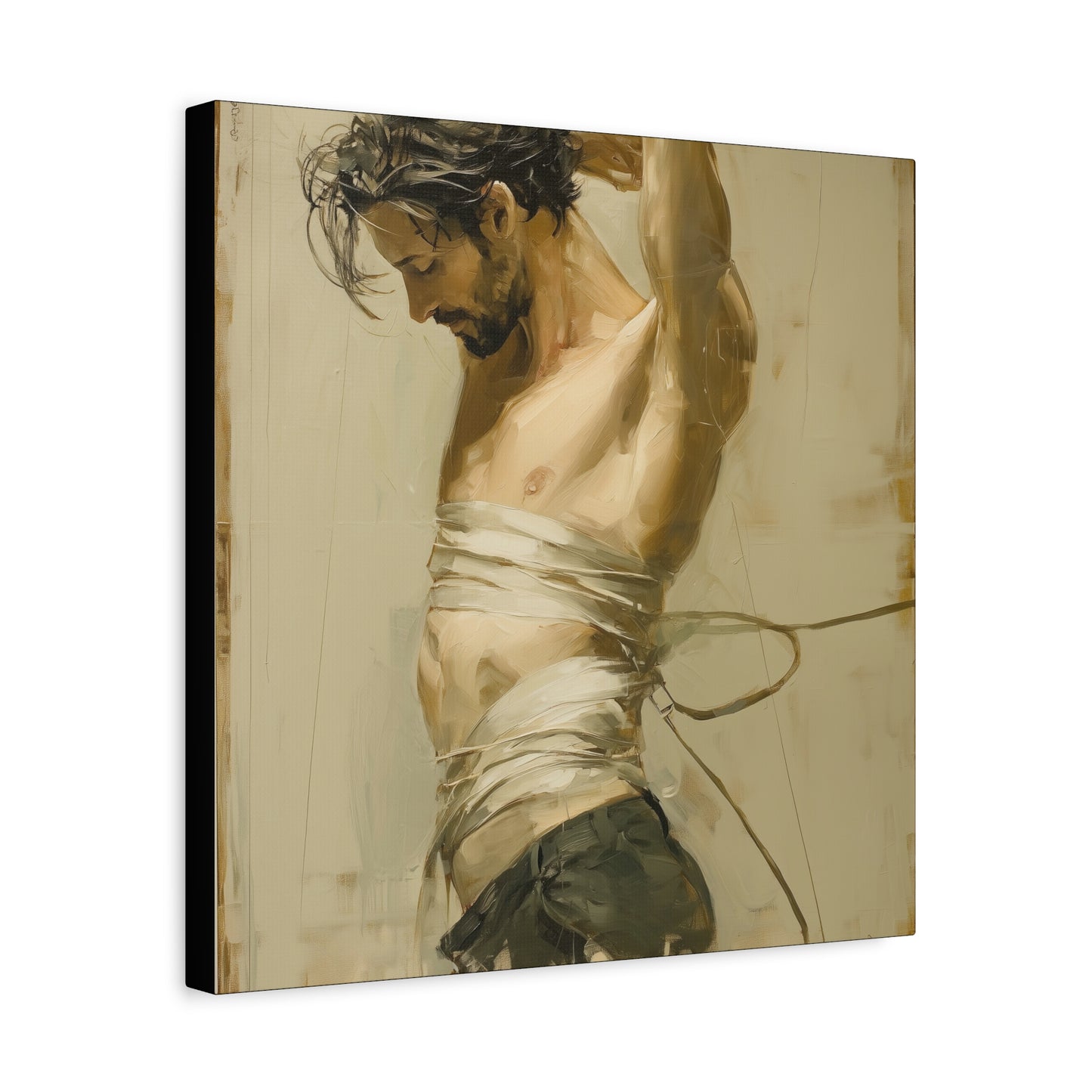 Gallery Wrapped Canvas, Ropes and Reverence Art Canvas, Erotic Shibari Art Canvas – Dante