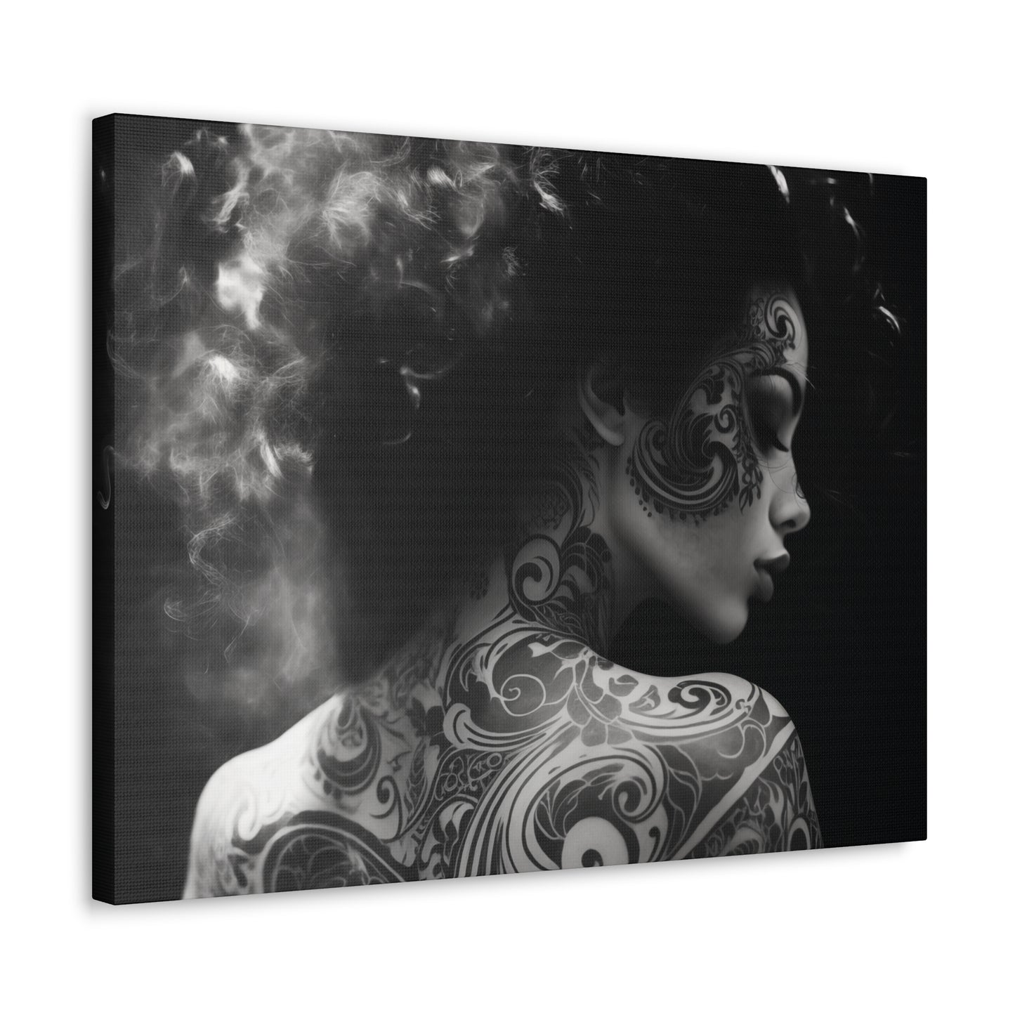Canvas Gallery Wrap - Black and White Photography - Tattooed and Smoking Again