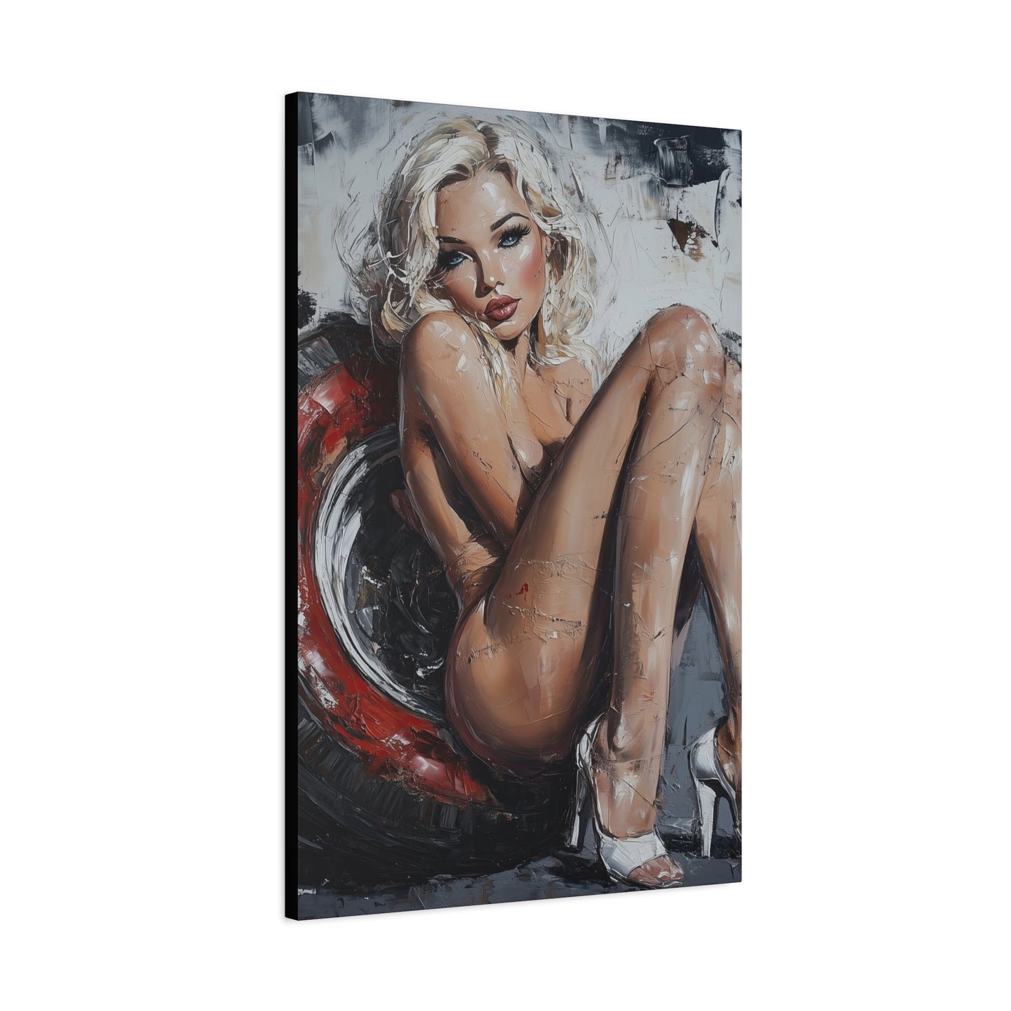 Gallery Wrapped Canvas, Guilt and Grit Adult Art Canvas, Erotic Pinup Art Canvas – Elara