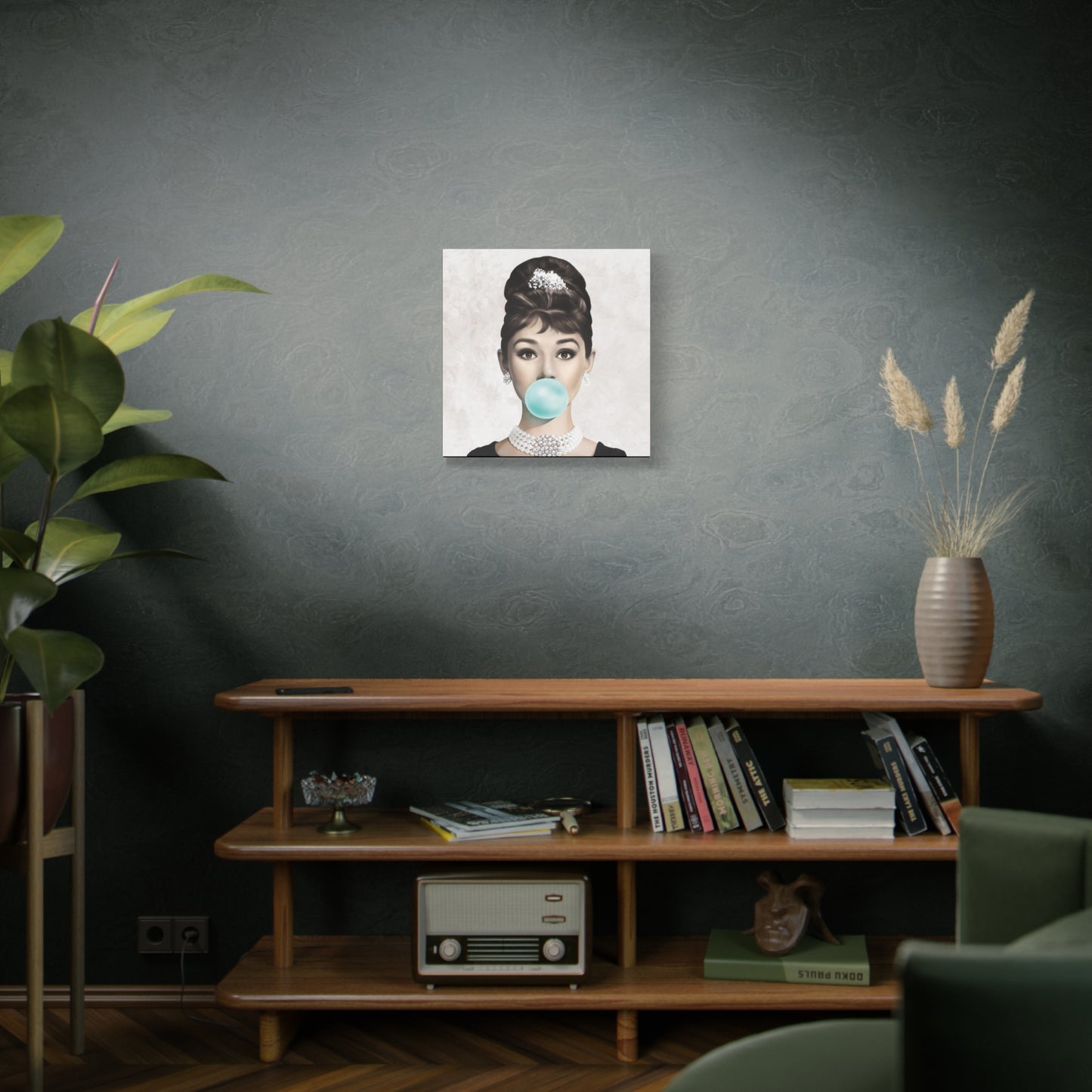 Gallery Wrapped Canvas, Audrey Hepburn Art Canvas, Celebrity Diva Art Canvas – Audrey Hepburn Bubblegum