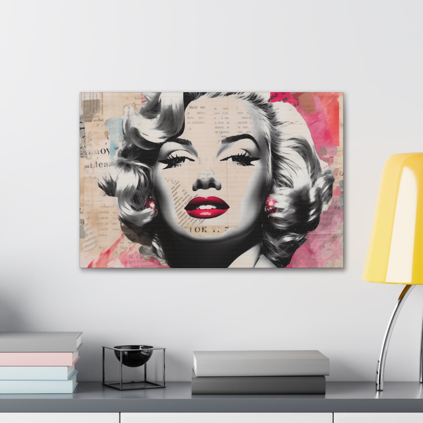 Canvas Wall Art, Gallery Wrapped Pop Art, Celebrity Wall Art – Marilyn Monroe - Newsprint