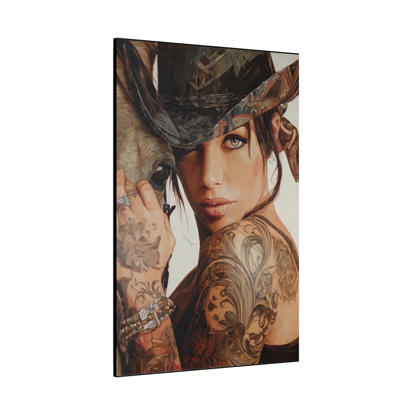 Gallery Wrapped Canvas, Wranglers and Wreckage Art Canvas, Erotic Pinup Art Canvas – Georgia