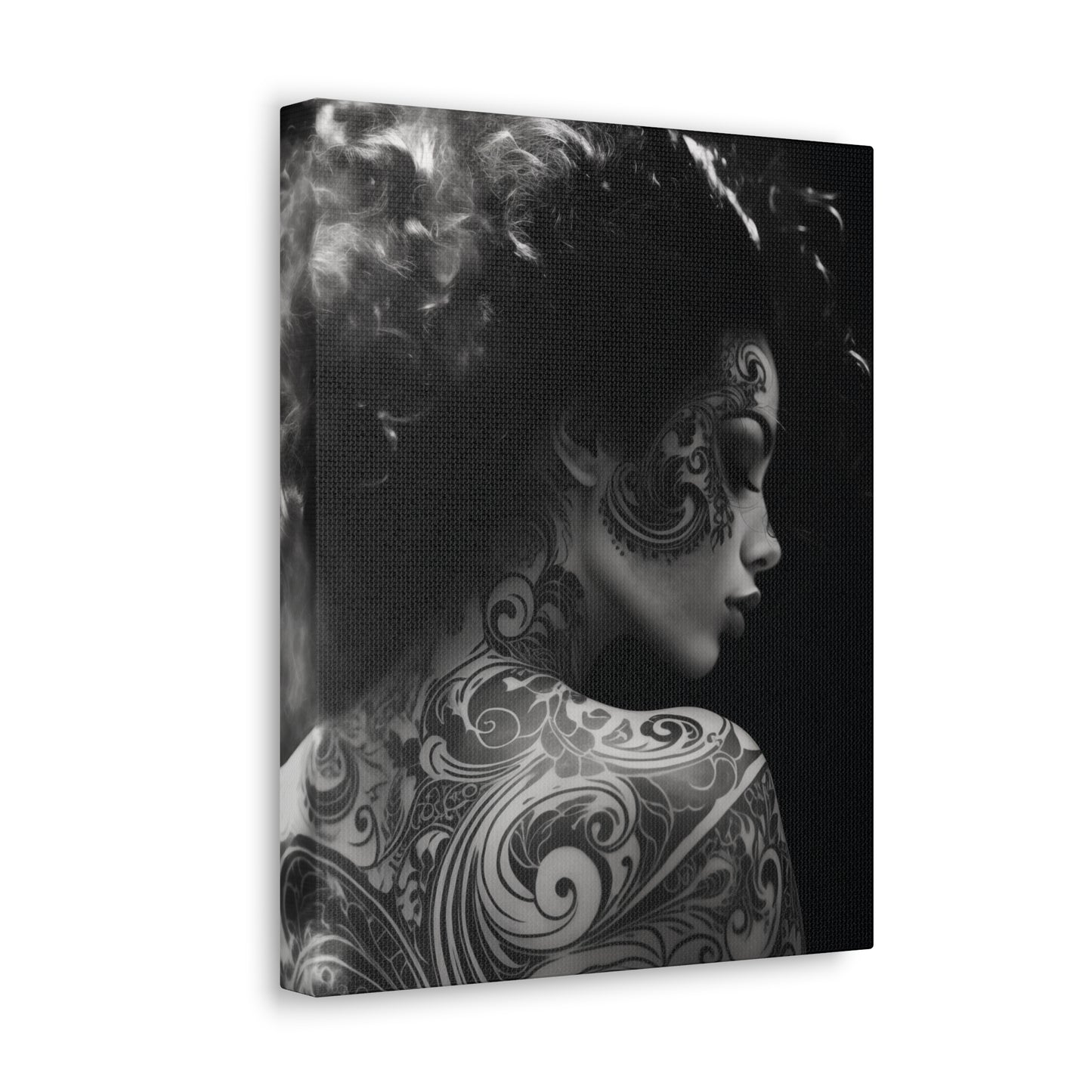 Canvas Gallery Wrap - Black and White Photography - Tattooed and Smoking Again