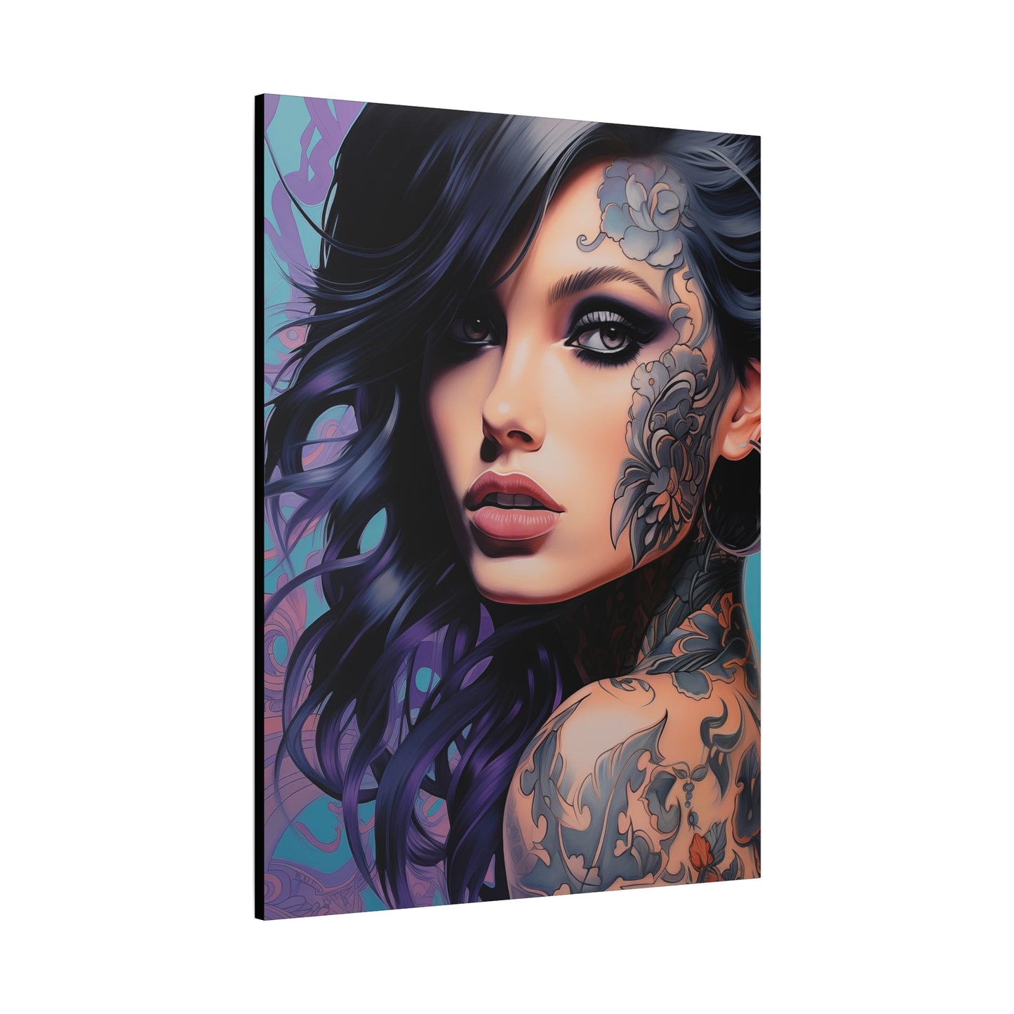 Gallery Wrapped Canvas, Edgy Tattooed Beauty, Urban Pop Art Canvas – Dominique