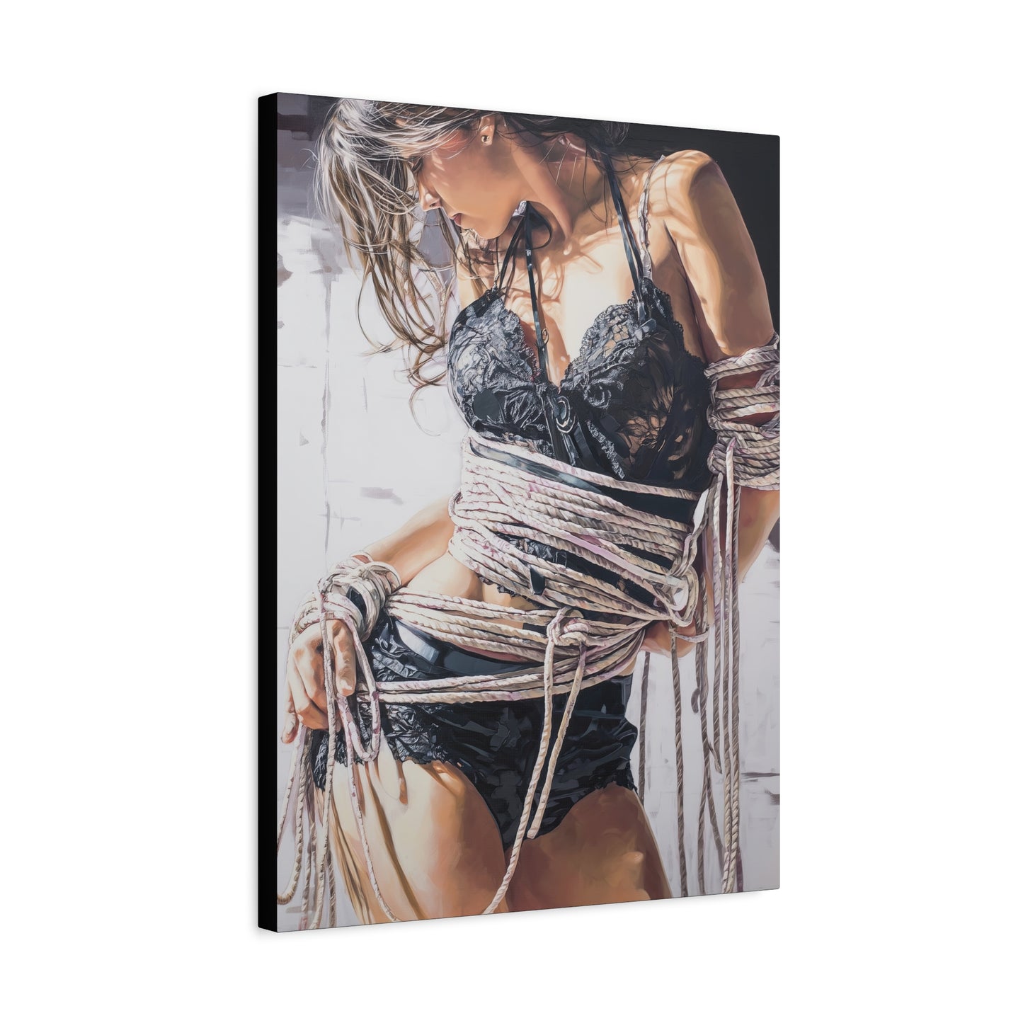 Gallery Wrapped Canvas, Ropes and Reverence Art Canvas, Erotic Shibari Art Canvas – Amara
