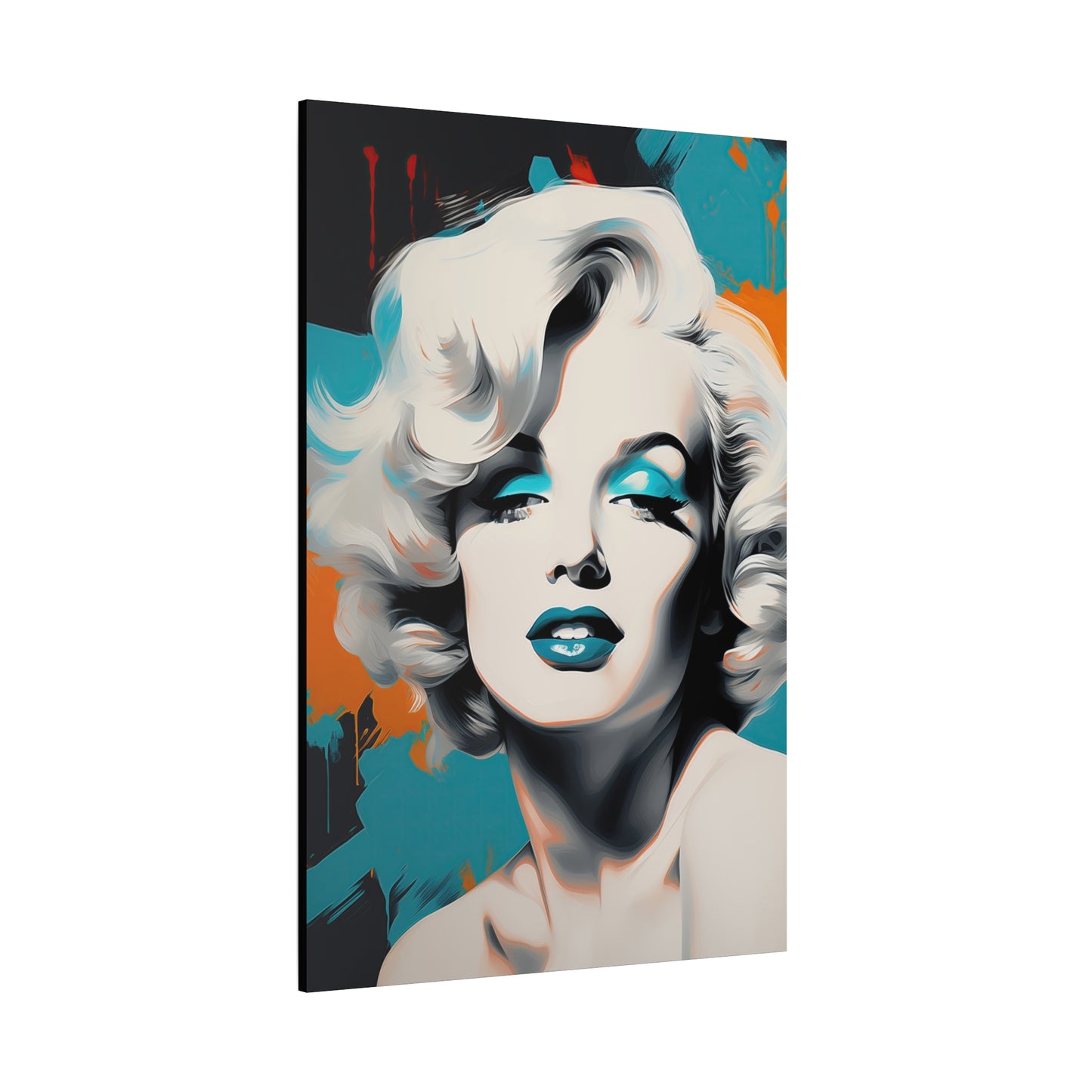 Canvas Wall Art, Gallery Wrapped Pop Art, Celebrity Wall Art – Marilyn Monroe - Orange and Teal
