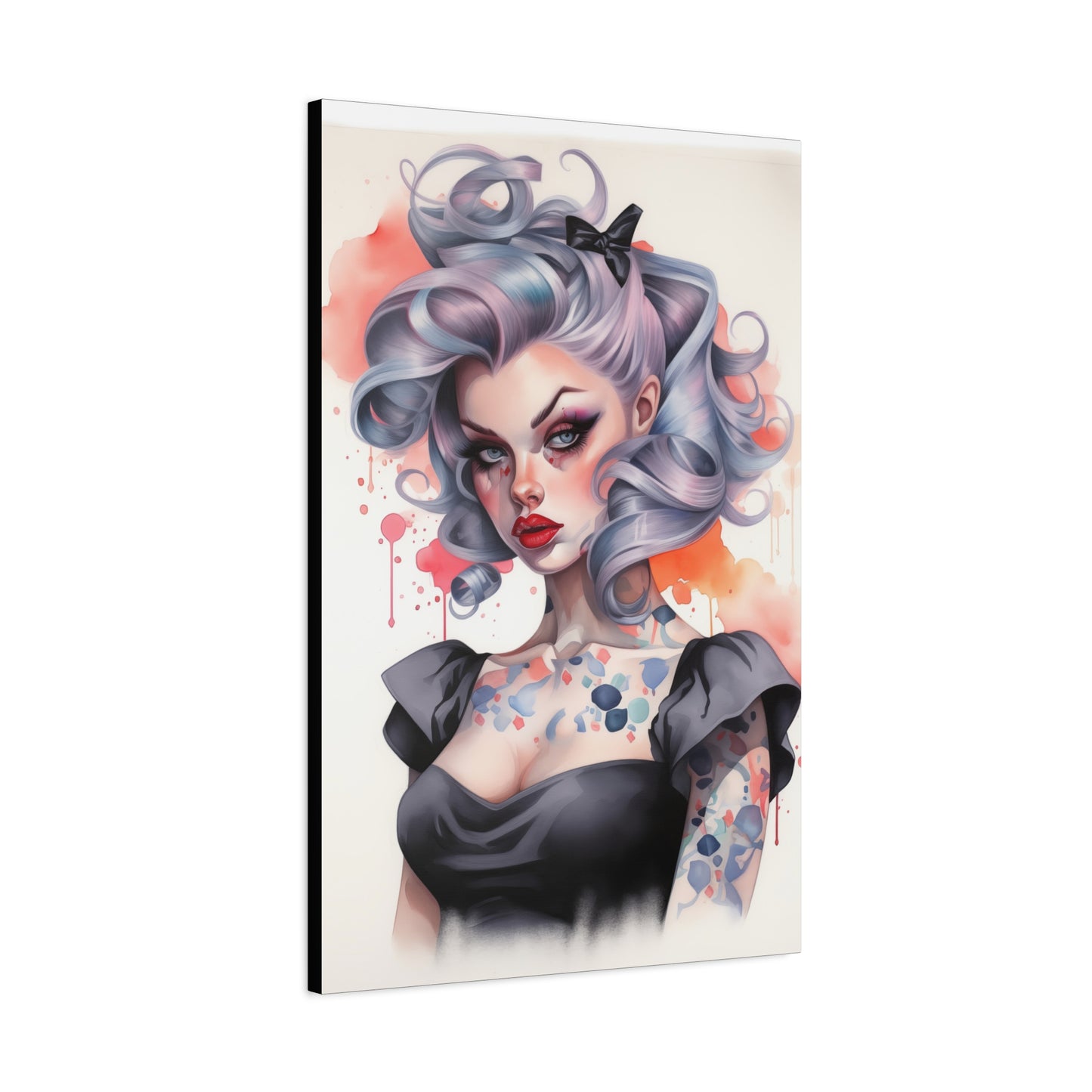 Gallery Wrapped Canvas, Edgy Tattooed Beauty, Urban Pop Art Canvas – Noelle