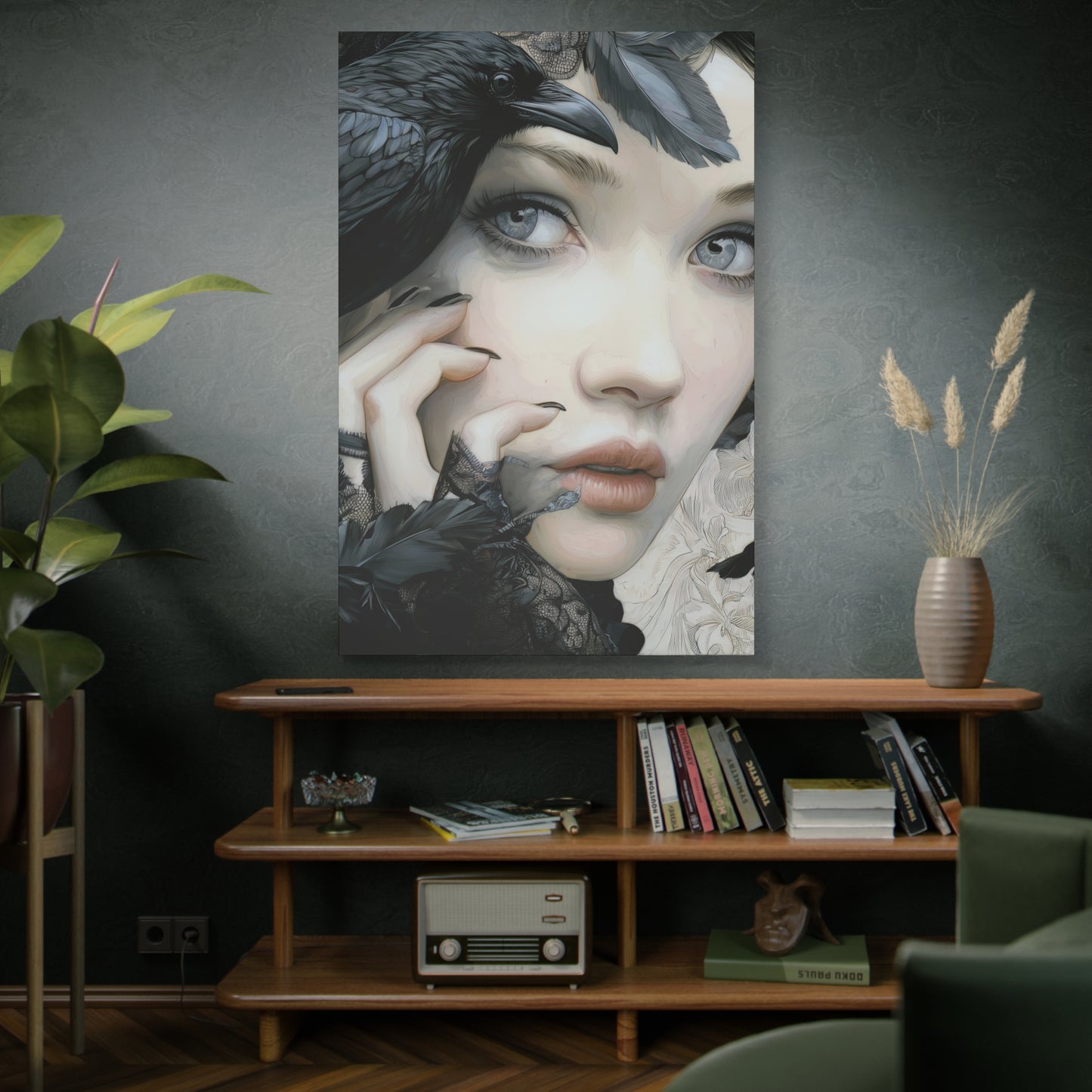 Gallery Wrapped Canvas, Myth and Bones Gothic Art Canvas, Dark Muse Canvas - Odessa